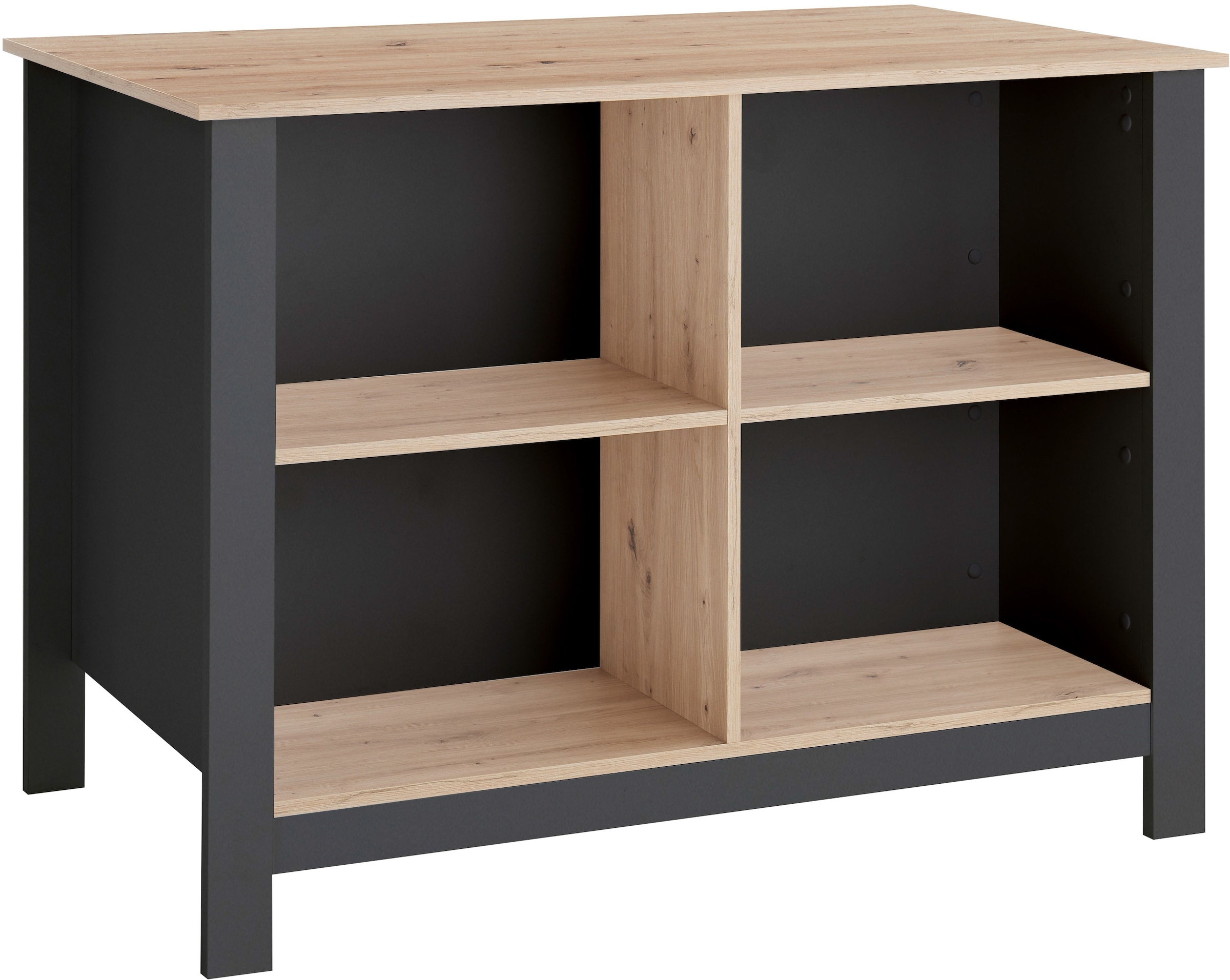BASIC by Balculina Kücheninsel »Sugar Kücheninsel, Kücheninsel BxHxT 124x90x75« Breite 124 cm,  Melaminbeschichtung, 4 offene Fächer