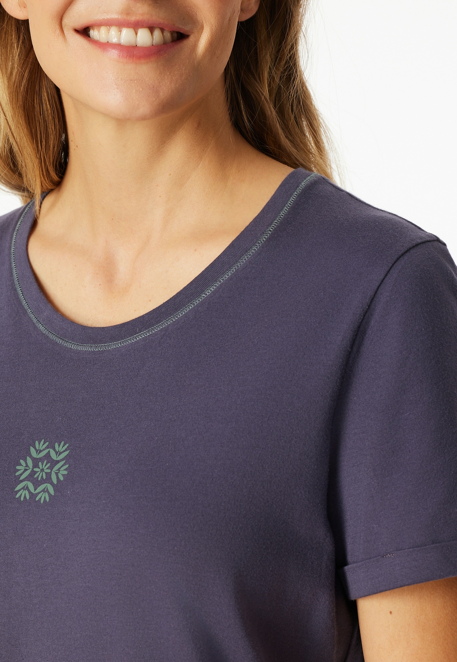 Schiesser Chemise de nuit »Casual Essentials« mit Statement-Print, Baumwolle, kurzärmelig, Rundhalsausschnitt