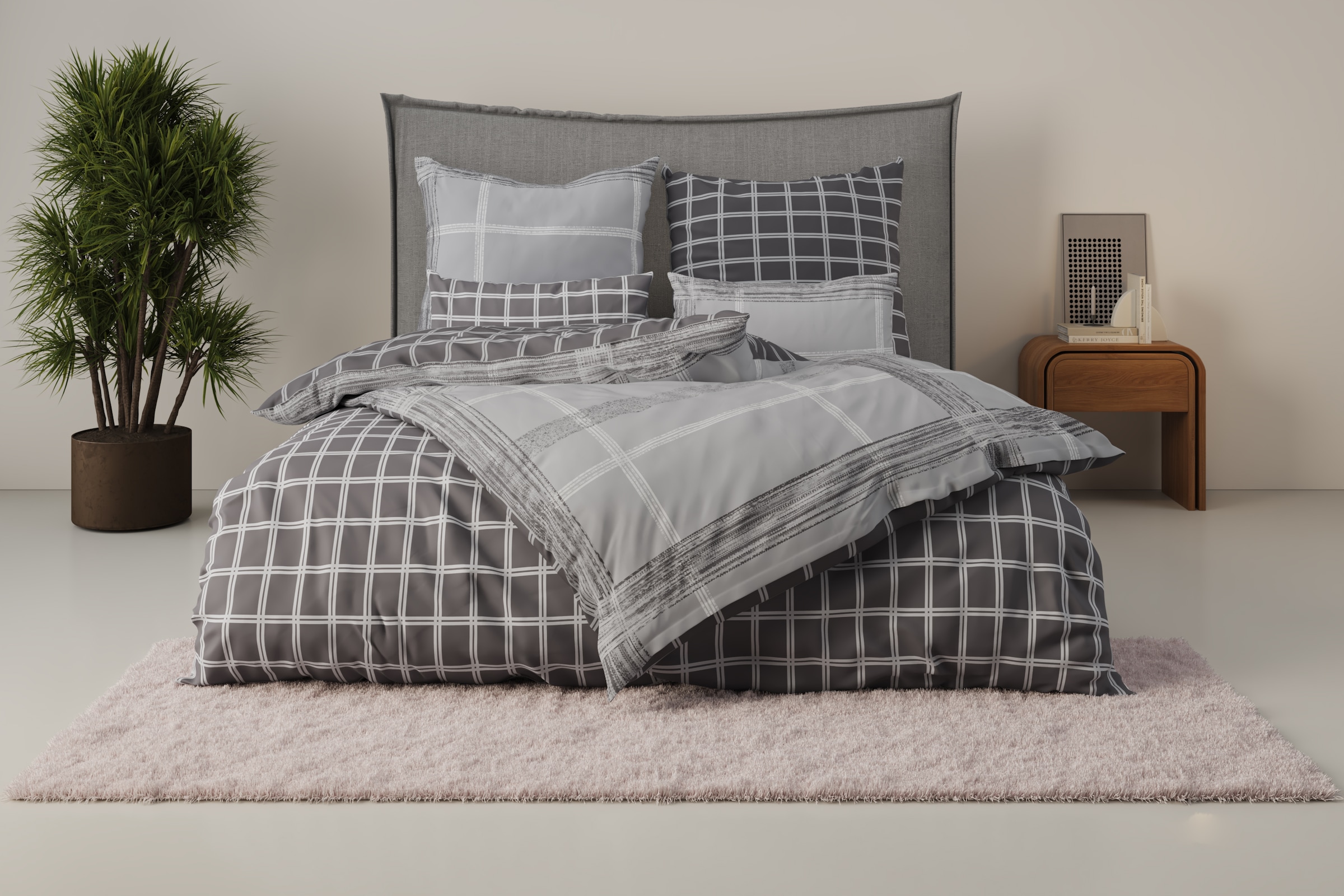 Bruno Banani Linge de lit réversible »Tova« 2 cuis in Gr. 135x200 oder 155x220 cm, 100% Baumwolle, Karo-Design