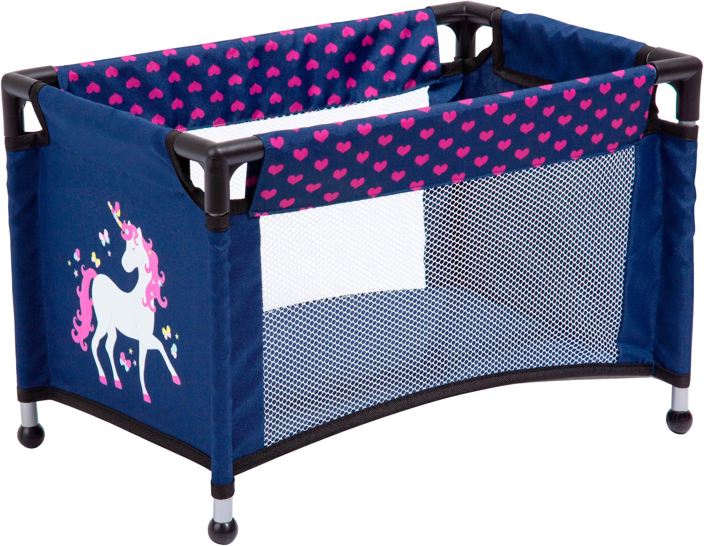 Bayer Poussette de poupée »Mega, blau« mit Reisebett, Schlafsack, Puppentrage, Wickeltasche und Zubehör