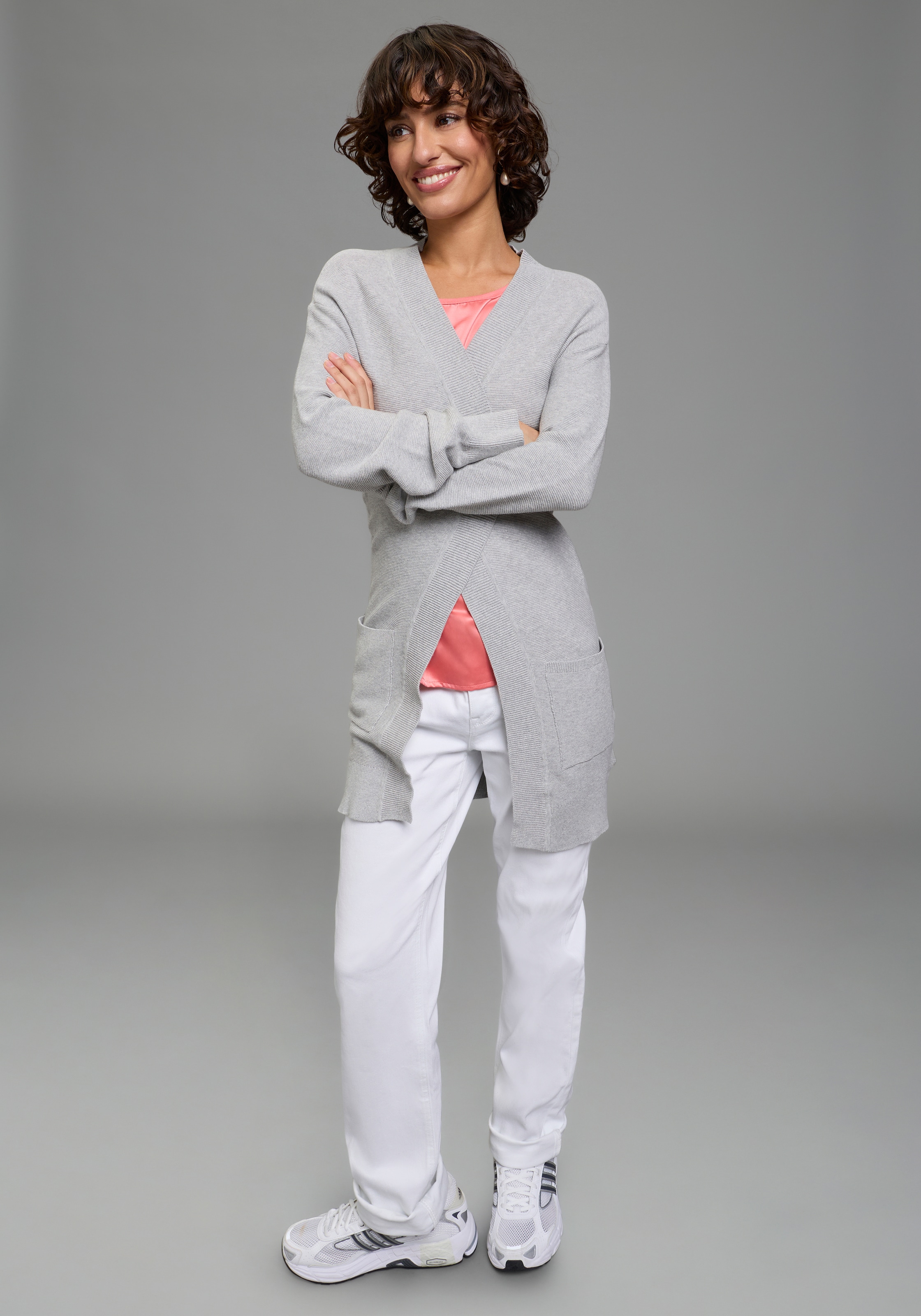 Laura Scott Veste en tricot Feinstrick - perfekt für den Übergang im Ottoman Ripp mit Taschen