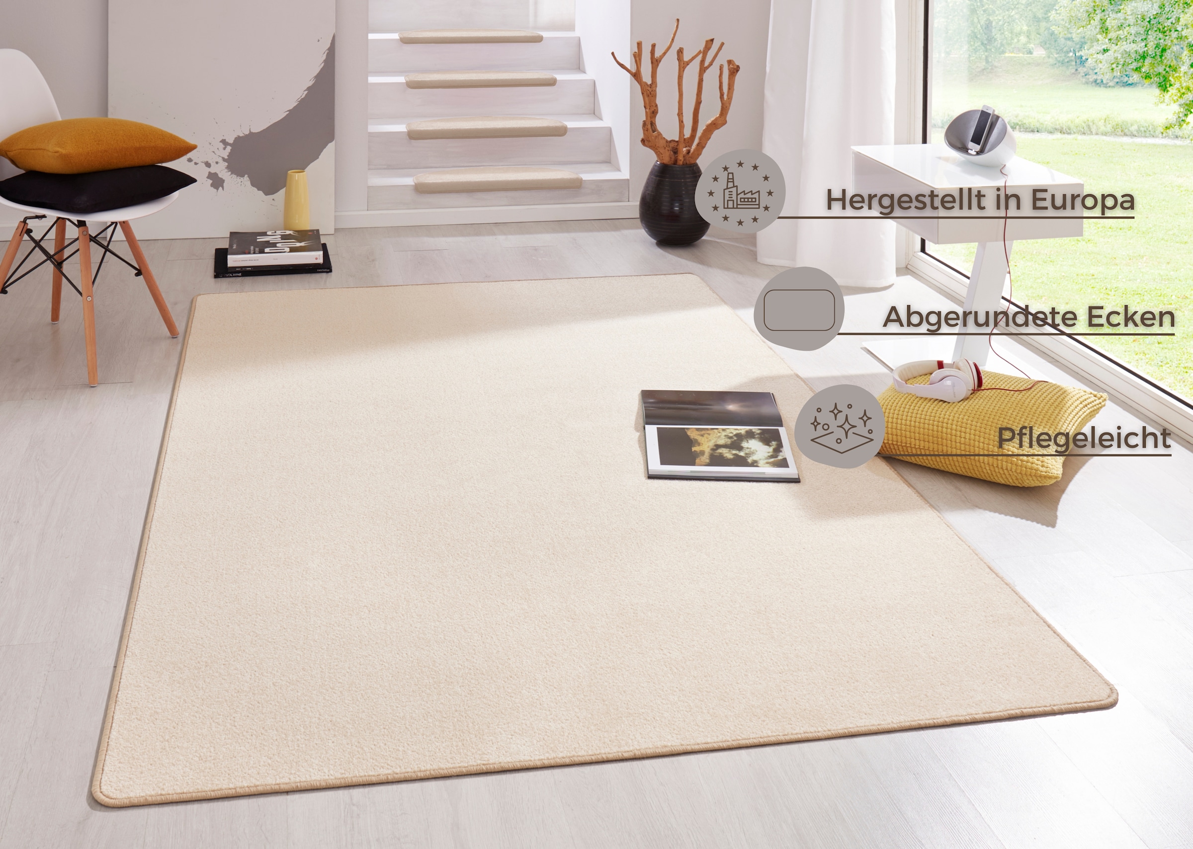 HANSE Home Teppich »Fancy« rechteckig 7 mm Höhe Kurzflor, Läufer, uni, gekettelt, Wohnzimmer, Schlafzimmer, Esszimmer