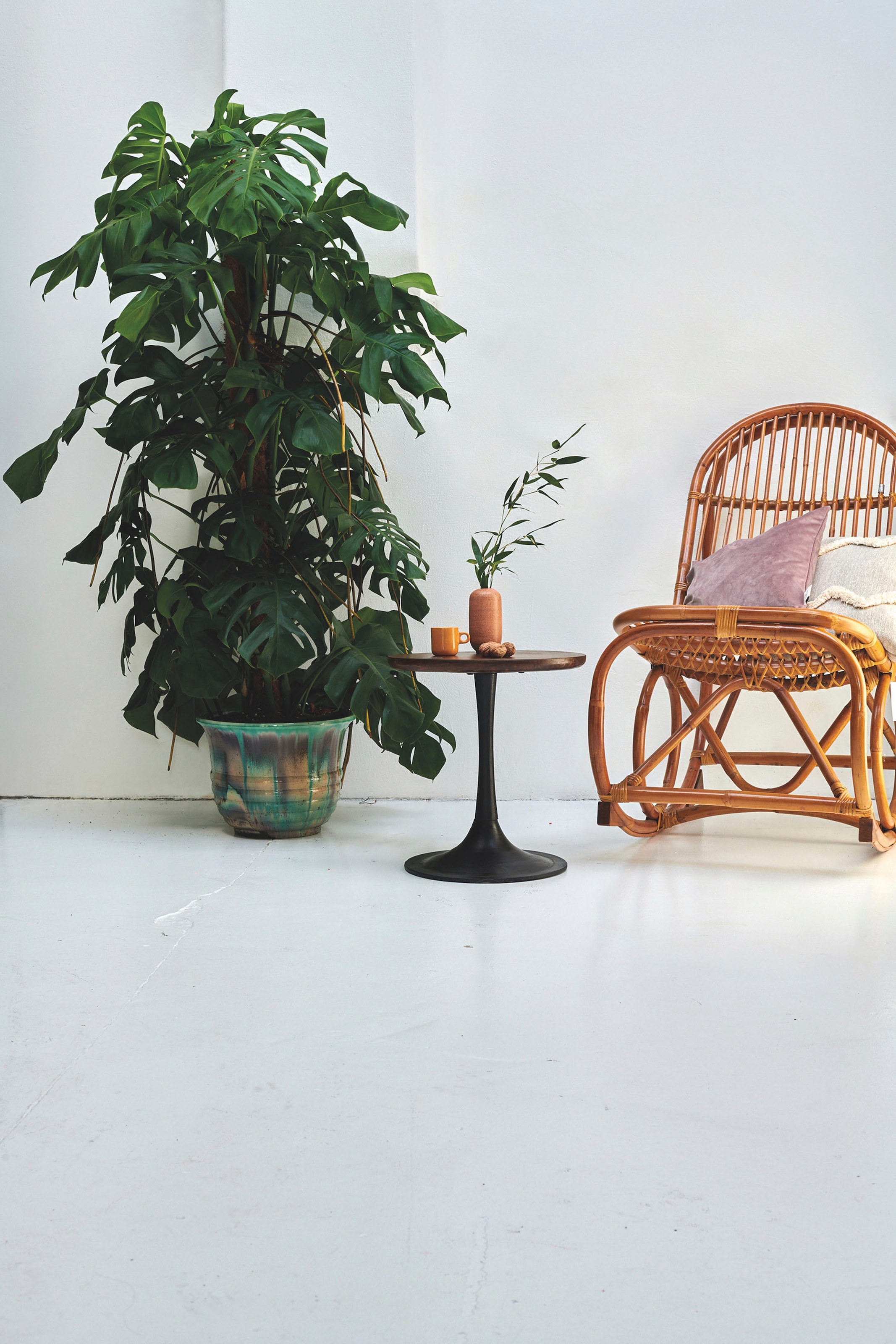 SIT Chaise à bascule »Kampala aus naturbelassenem Rattan mit Metallmanschette« () Fauteuil à bascule en rotin au look naturel
