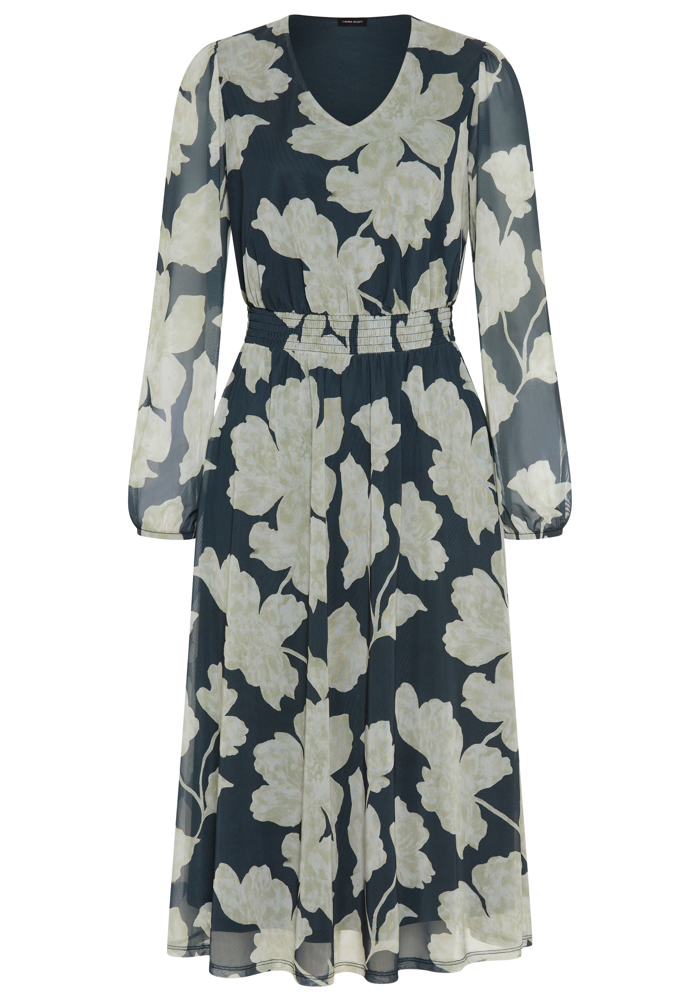 Laura Scott Robe en maille longueur mollet, coupe ajustée, en jersey et mesh élastiques
