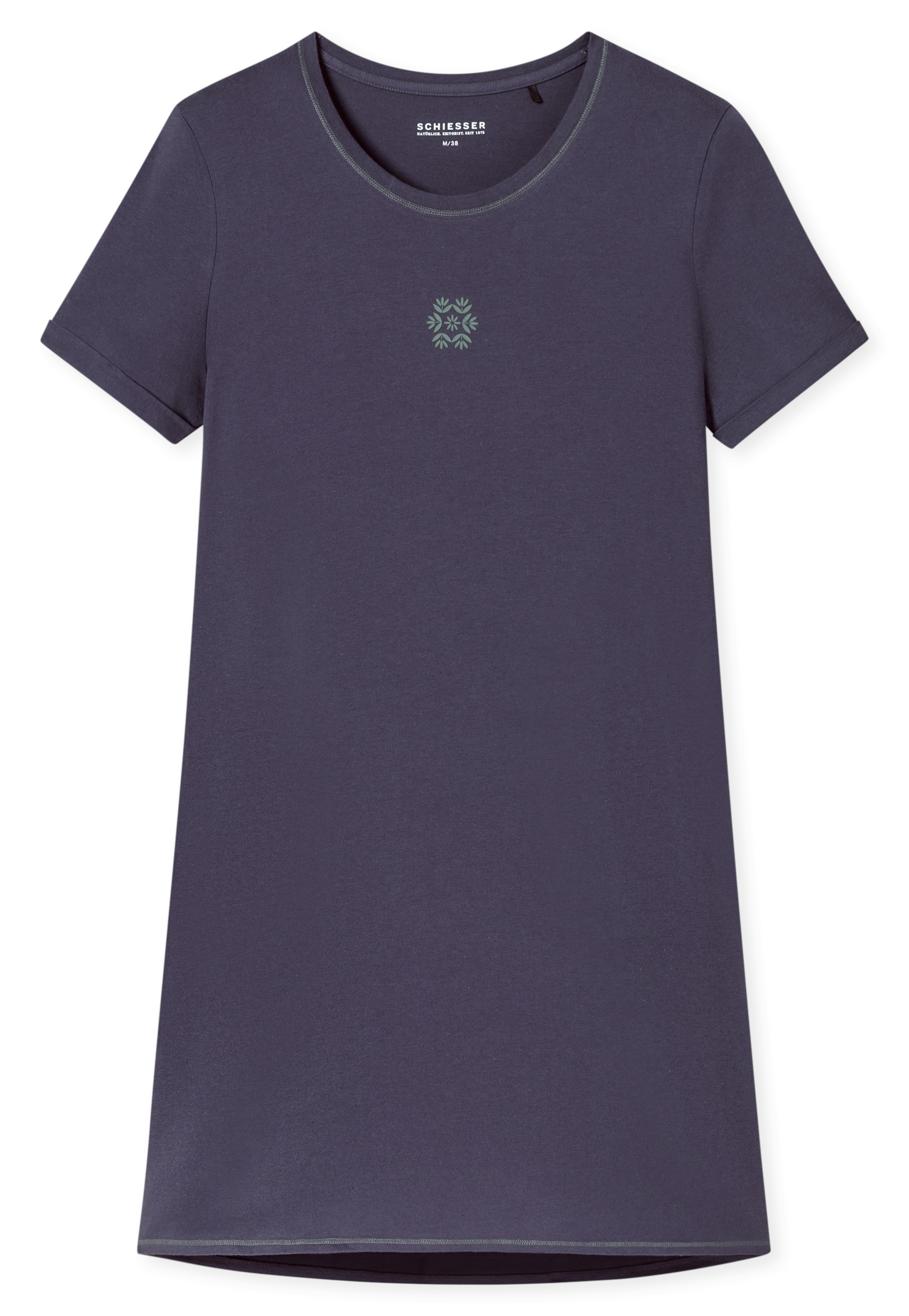 Schiesser Chemise de nuit »Casual Essentials« mit Statement-Print, Baumwolle, kurzärmelig, Rundhalsausschnitt