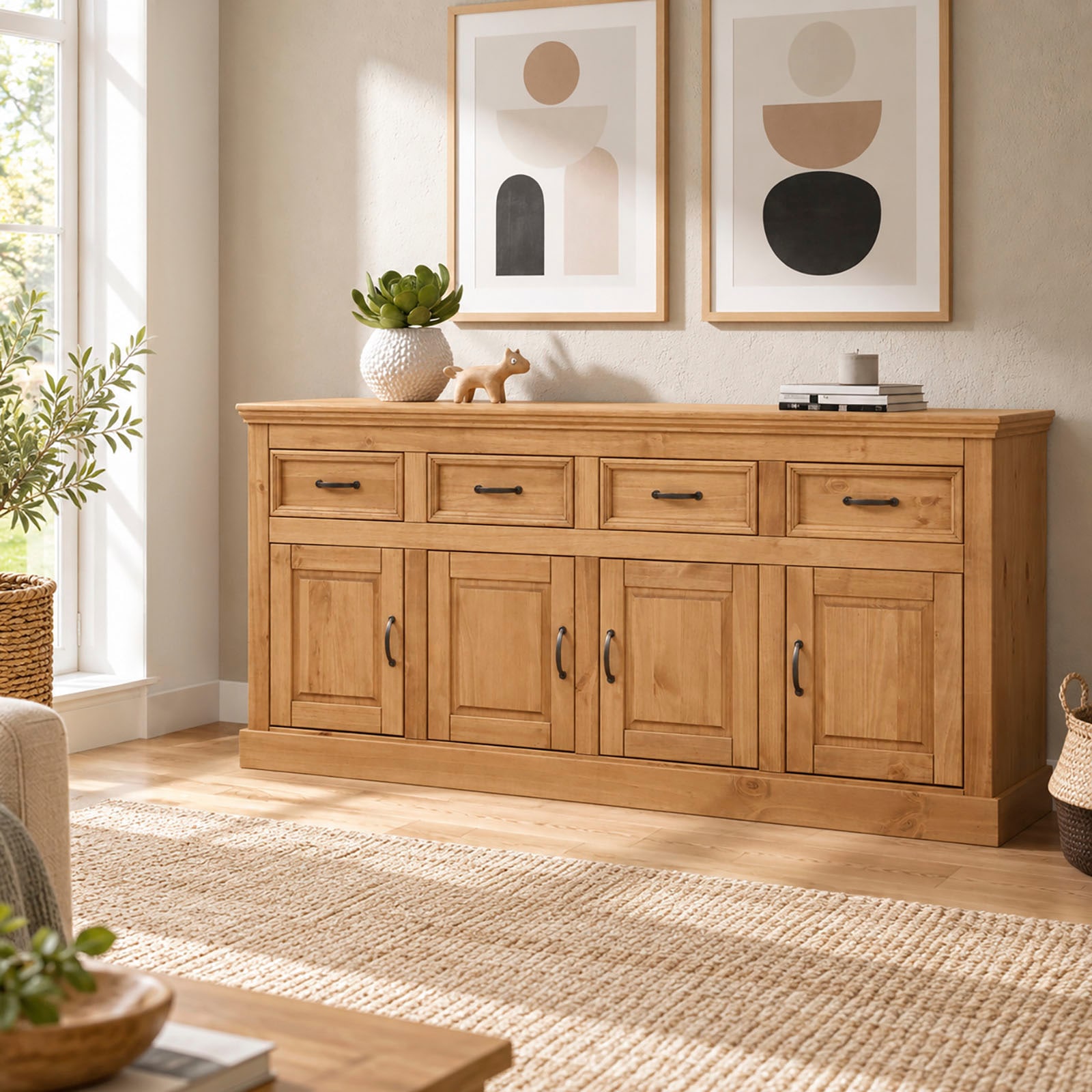 GOODproduct Buffet »Selma Kommode mit 4 Türen und 4 Schubladen, Metallgriffe« Commode avec 4 portes et 4 tiroirs