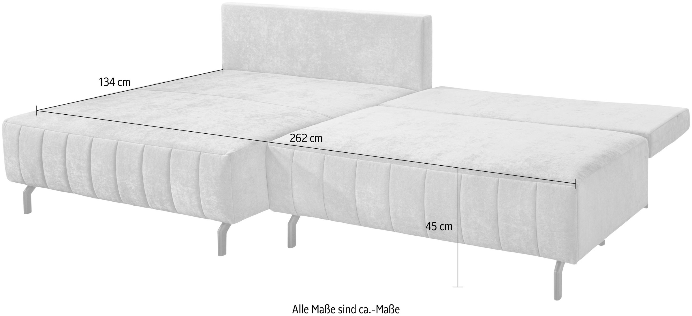 exxpo - sofa fashion Canapé d'angle inkl. Bettfunktion und Bettkasten, 15cm bodenfrei, Breite 262cm