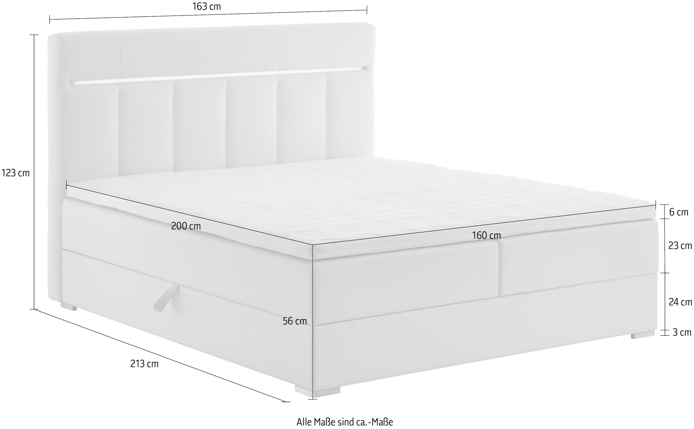 ATLANTIC home collection Boxbett »Tessa« mit LED-Beleuchtung und Bettkasten