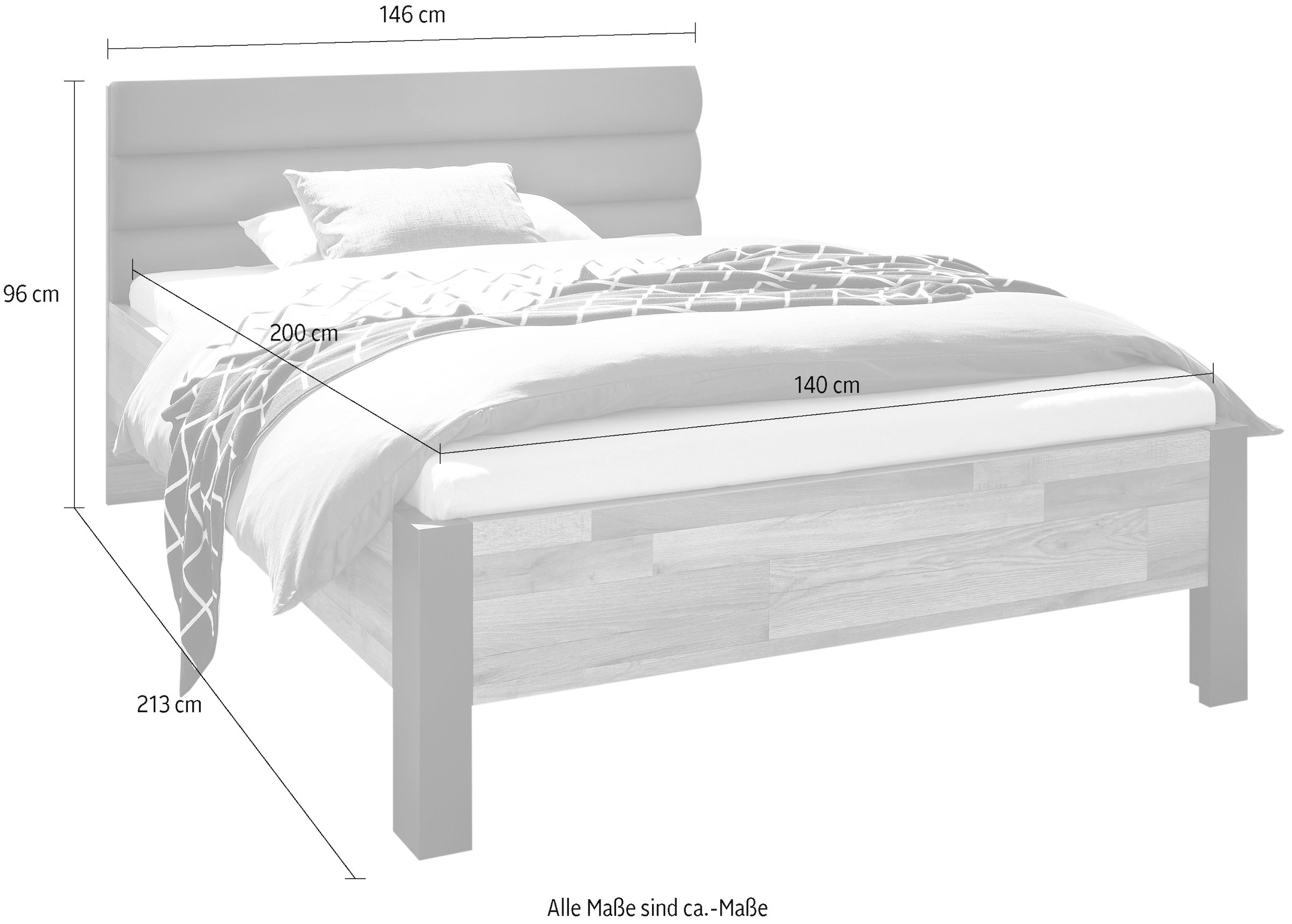 Begabino Sommier »Dallas Bett, Jugendbett mit gepolstertem Kopfteil« lit rembourré disponible en 140 ou 120 cm