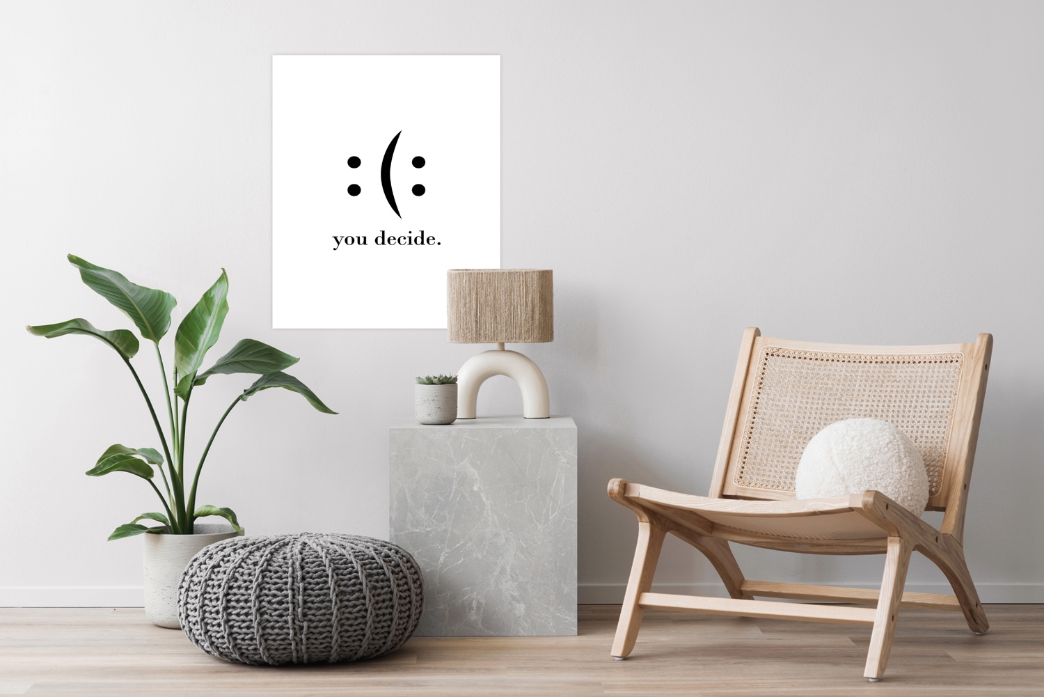 queence Tableau avec cadre »oder Poster, you decide« Images de motivation | Lettrage | Noir et blanc | Smileys 1 cuis tlg. impression HD Premium