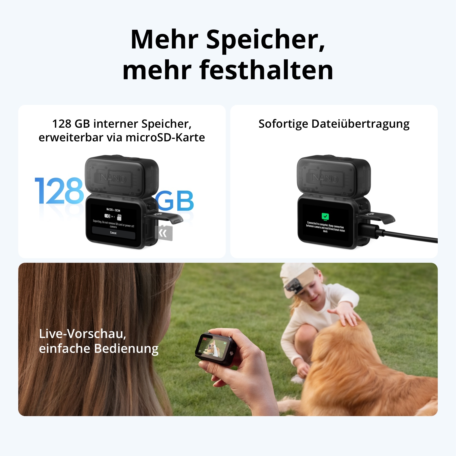 DJI Camcorder »DJI Osmo Nano Standard Combo (128GB)« 4K Ultra HD Bluetooth