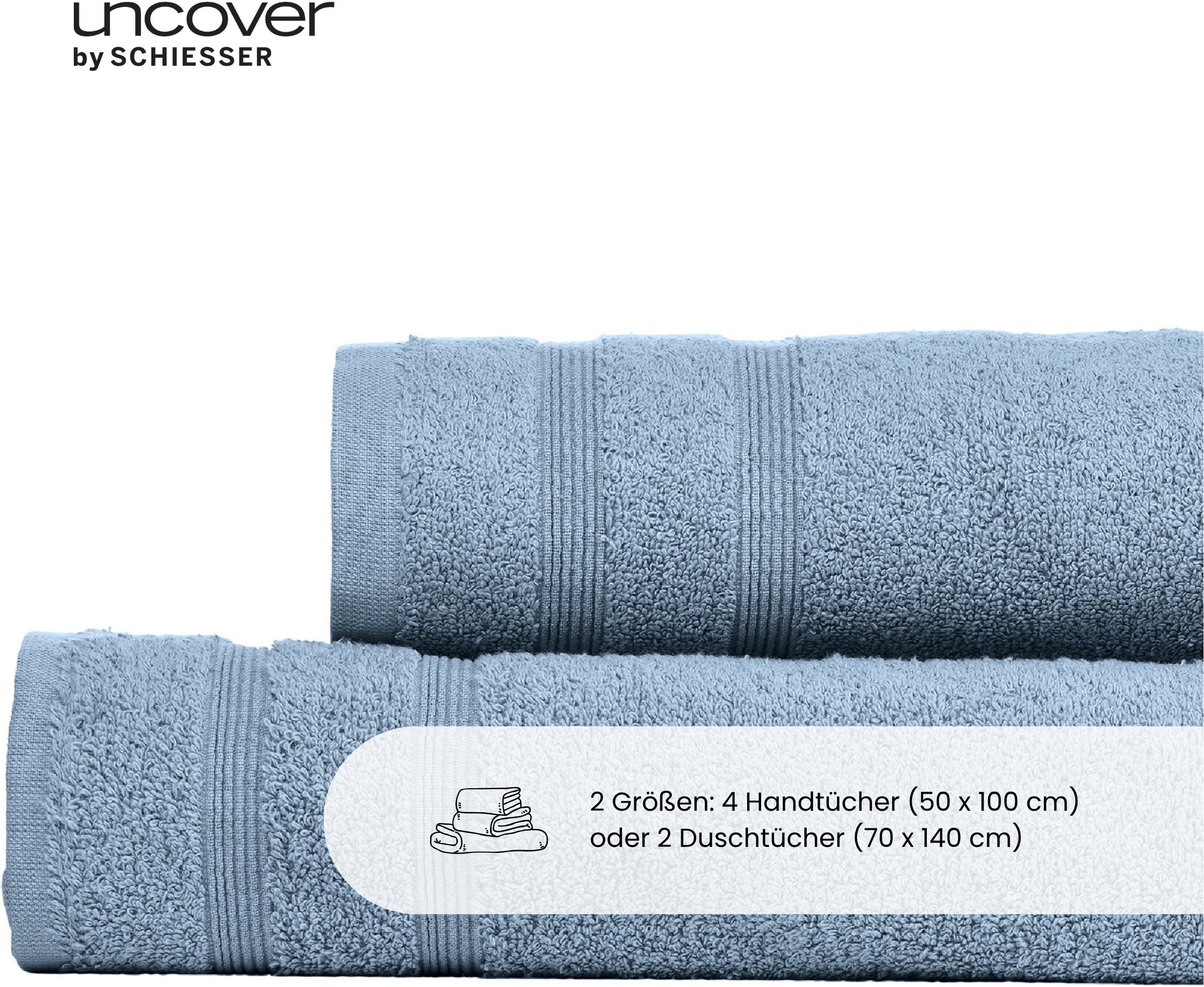 uncover by SCHIESSER Serviettes de douche »Brooklyn mit dezenter Bordüre in Hoch-Tief-Optik« Made in Green