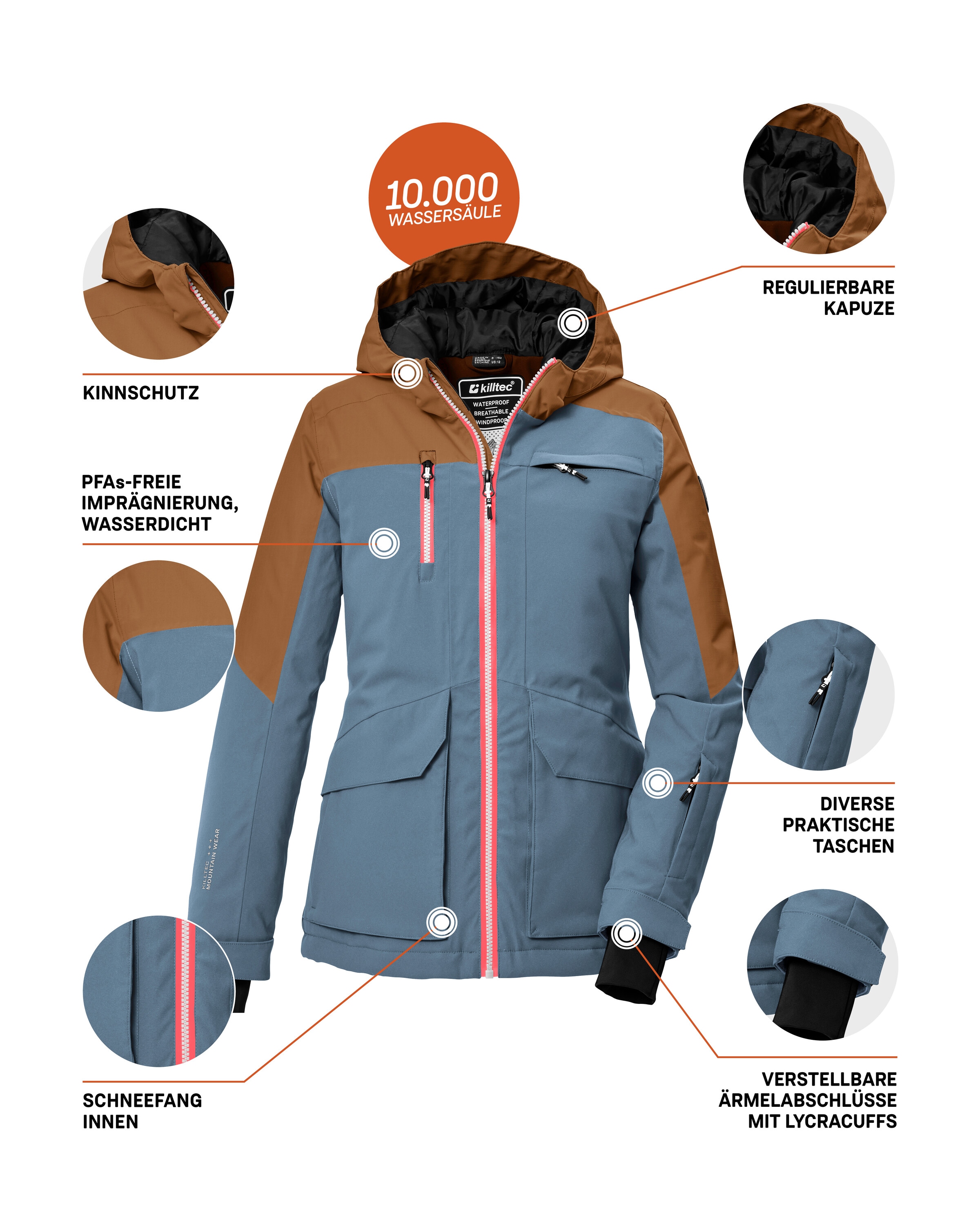 Killtec Veste de ski »KSW 340 GRLS SKI JCKT« Wasserdichte Mädchenjacke mit Kapuze, Schneefang und Stauraum