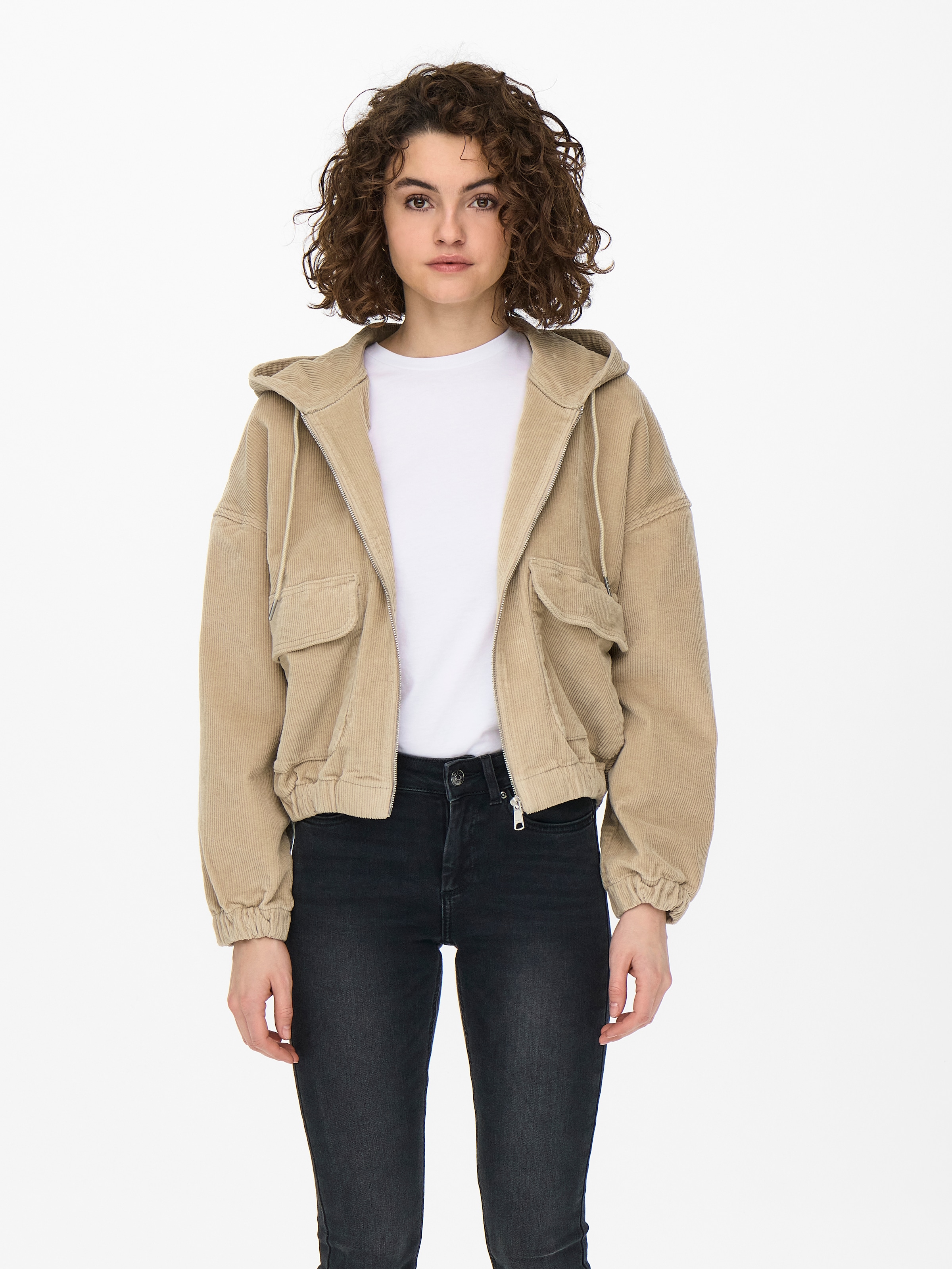 ONLY Cordjacke »ONLKENZIE L/S CORD JACKET PNT NOOS« mit Kapuze Baumwollmischung, Kapuze mit Kordelzug