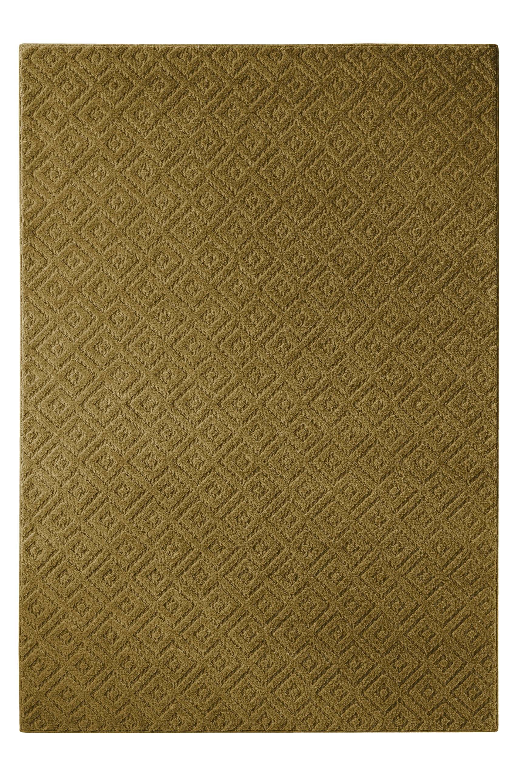 Wecon home Teppich »Castello TWO« rechteckig 7 mm Höhe Schurwolle, Kurzflor mit Hoch-Tief-Effekt, Wohnzimmer, Rautenmuster