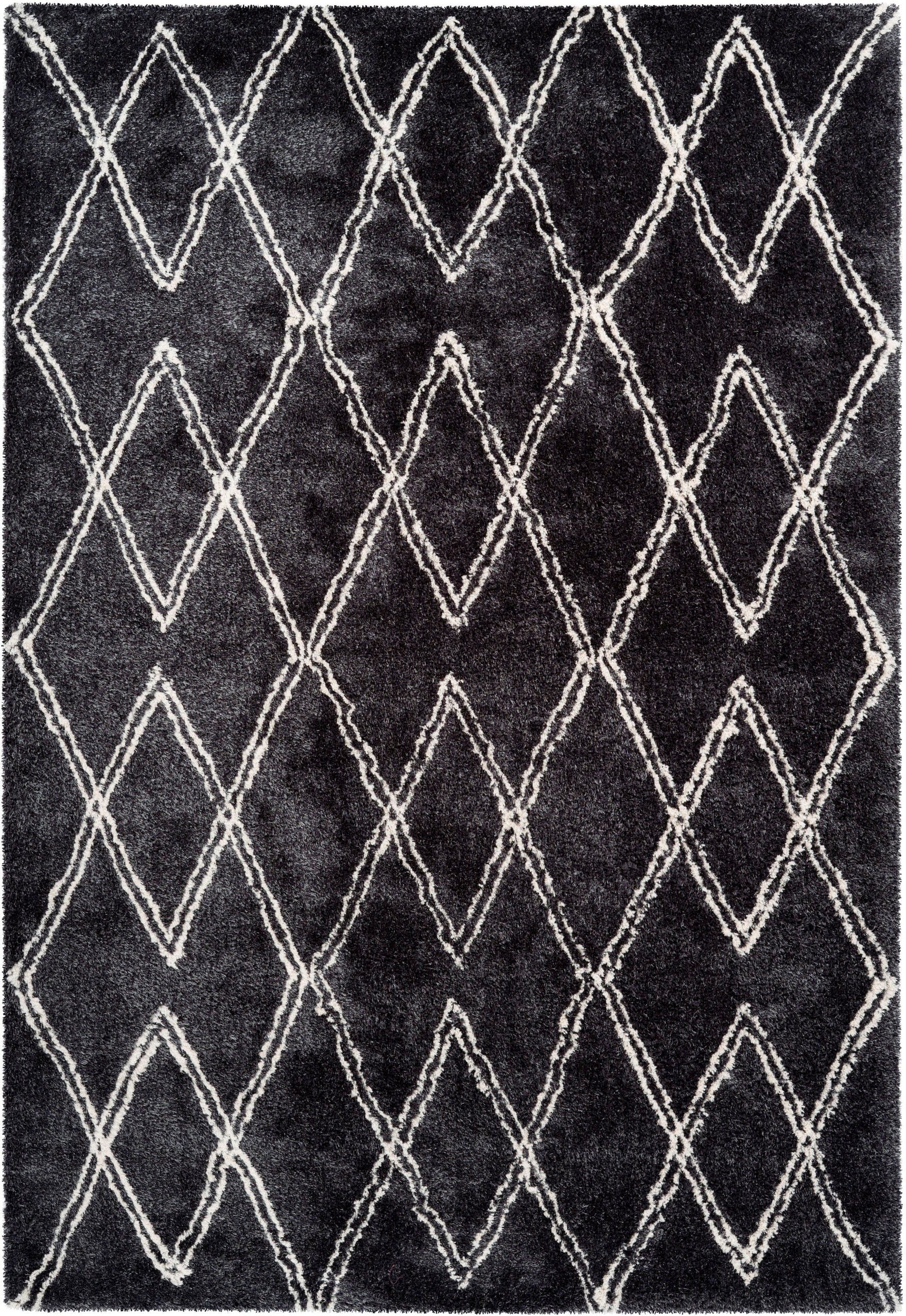 my home Hochflor-Teppich »Leasly« rechteckig 27 mm Höhe retro, Teppich im Rauten-Muster, weich