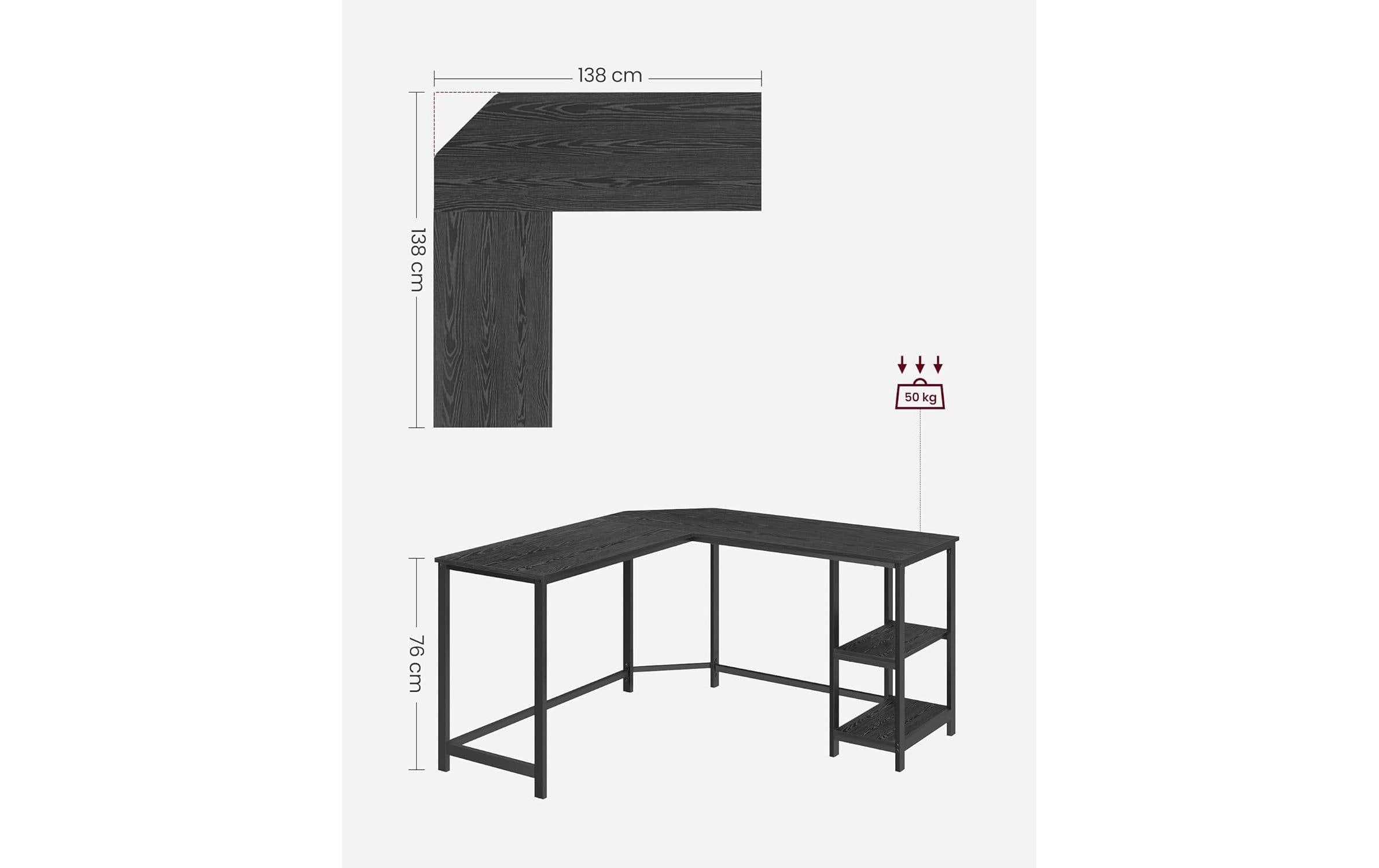 VASAGLE Schreibtisch »in L-Form 138 x 138 cm«