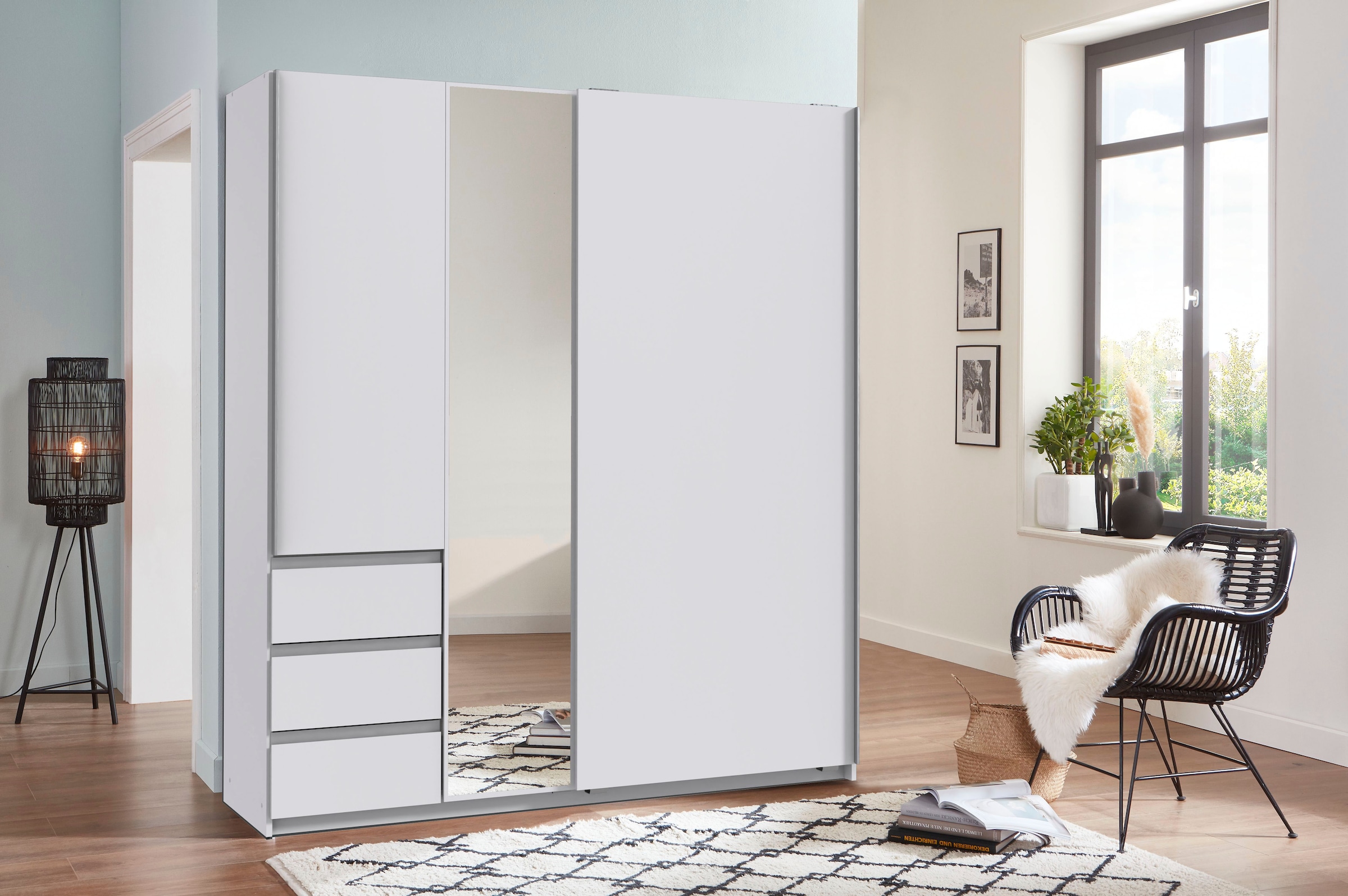 Wimex Schwebetürenschrank »Stade, B: 168cm, inkl. Spiegel und von aussen bedienbaren Schubladen« mit von aussen bedienbaren Schubkästen