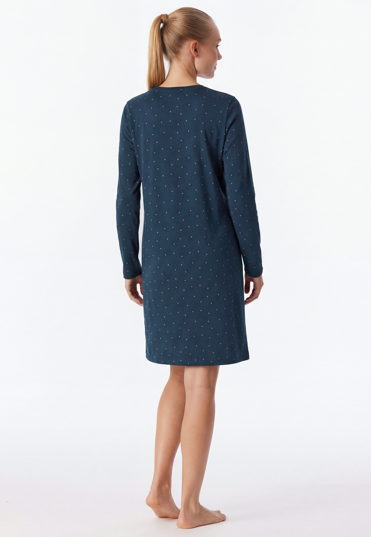 Schiesser Chemise de nuit »Casual Essentials« Poches dans les coutures latérales à manches longues, poches latérales, coton, col rond