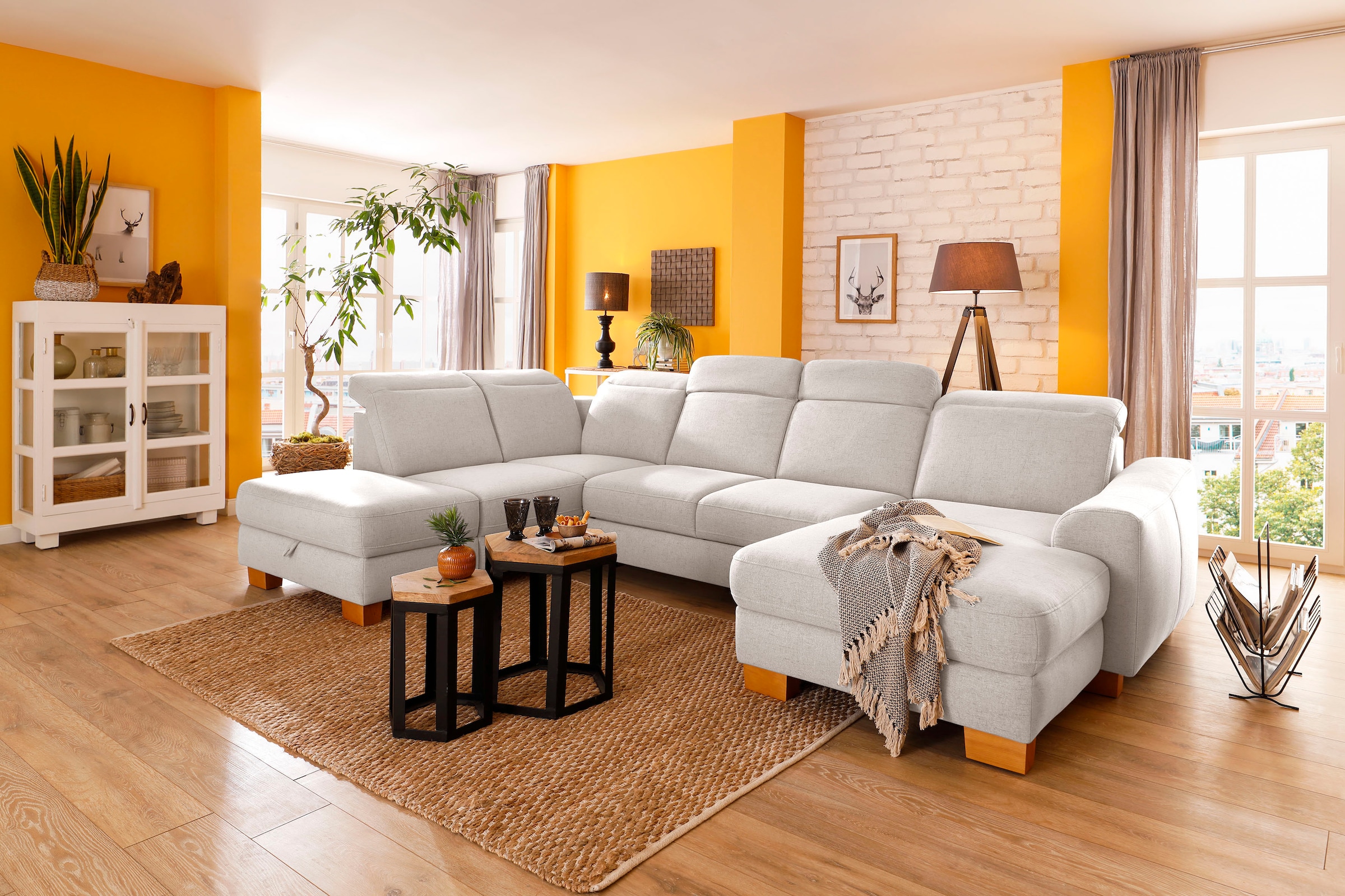 Home affaire Wohnlandschaft »Dundee U-Form« wahlweise mit Kopfteilverstellung und zusätzlich mit Bettfunktion