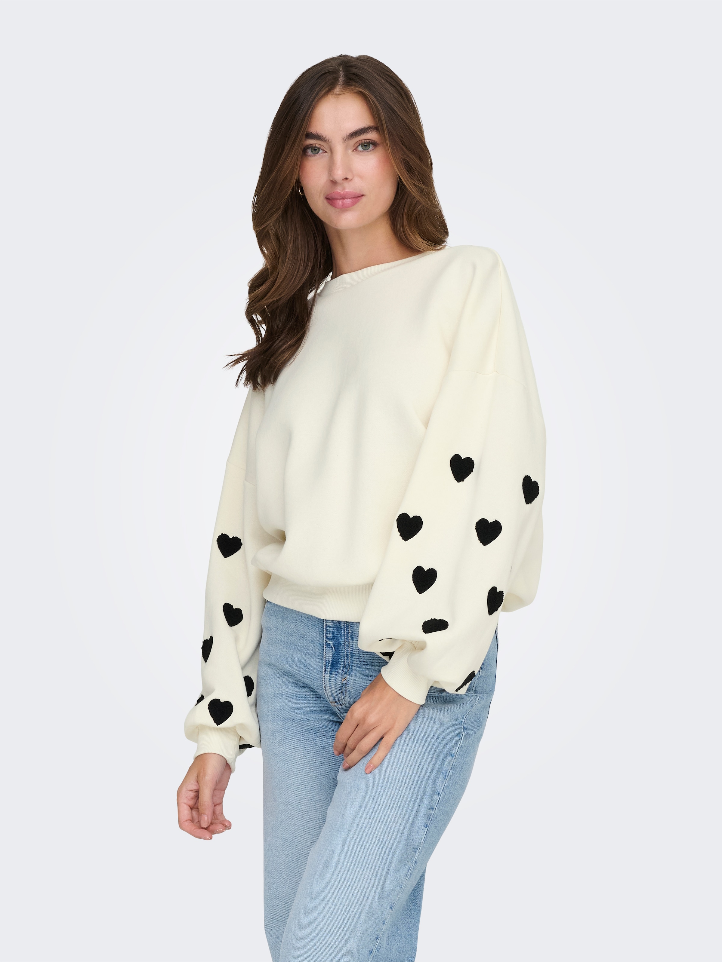 ONLY Sweat-shirt »ONLMACY L/S O-NECK BOX CC SWT«, mélange coton, coupe régulière
