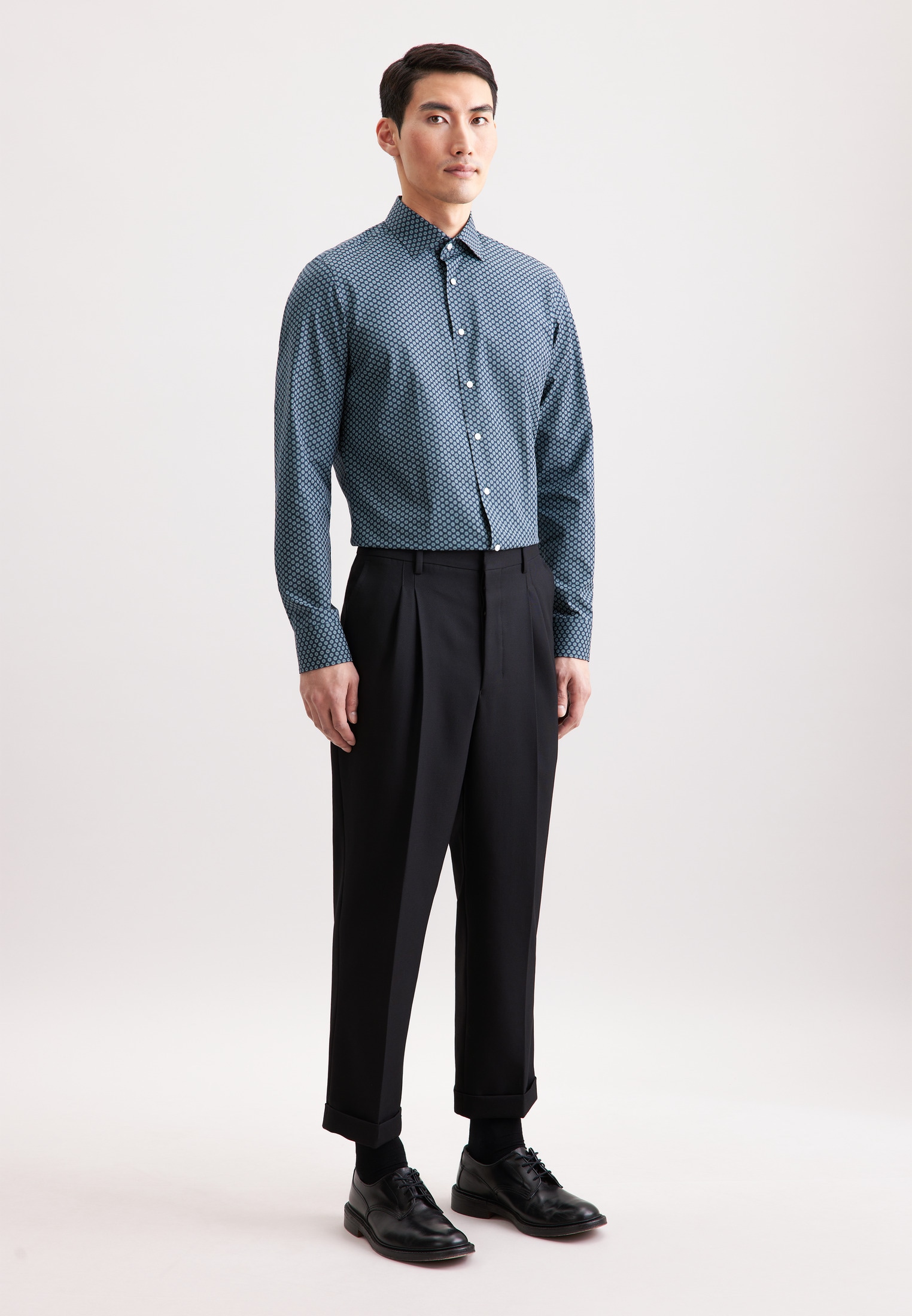 seidensticker Chemise d'affaires »Schwarze Rose« Slim 1/1 Kentkragen Druck