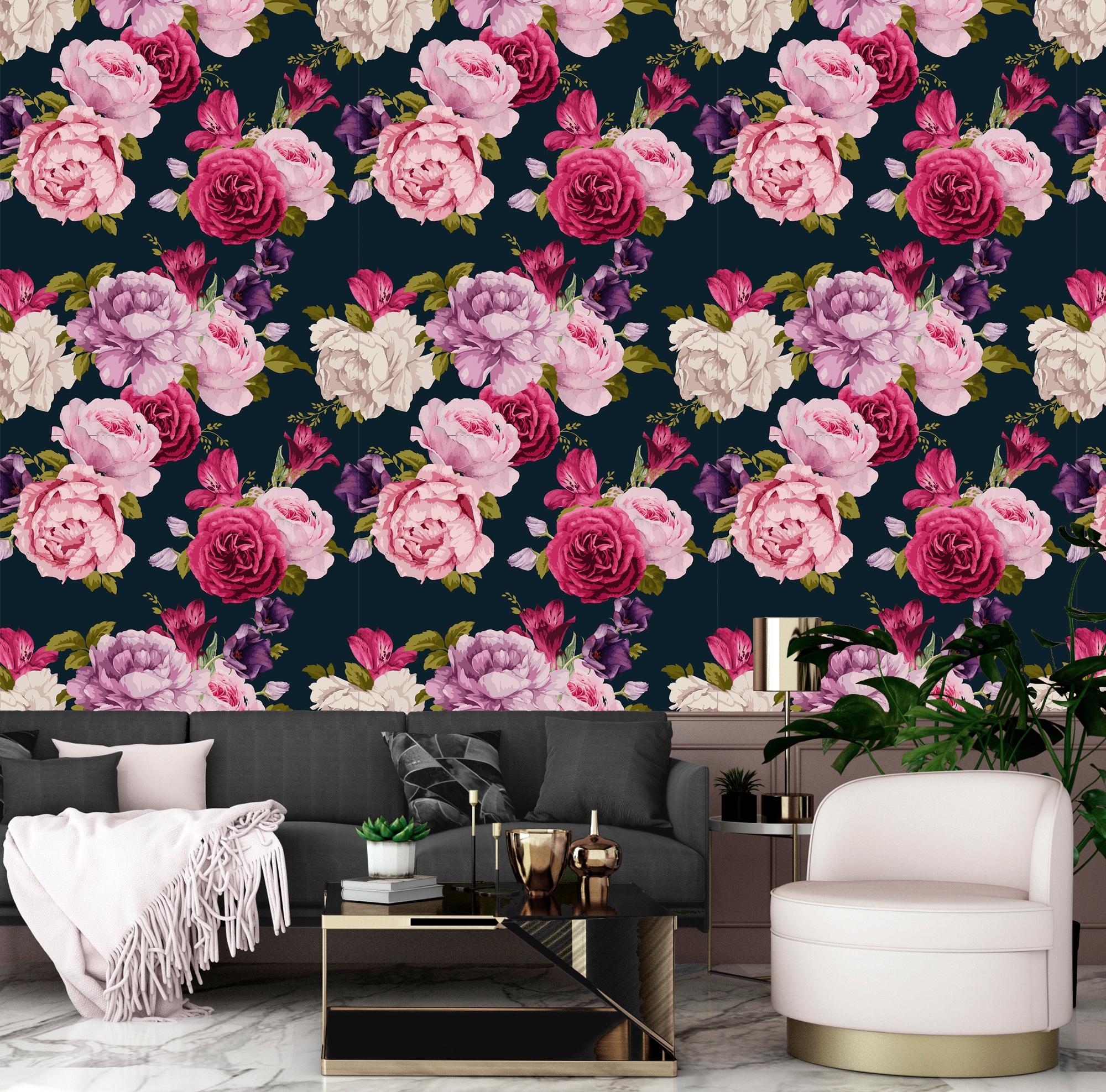 queence Vinyltapete »Felina« Motiv | bedruckt | botanisch | floral | gemustert | natürlich glatt 90x250cm, selbstklebend, kinderleichte Anbringung, , Sticker