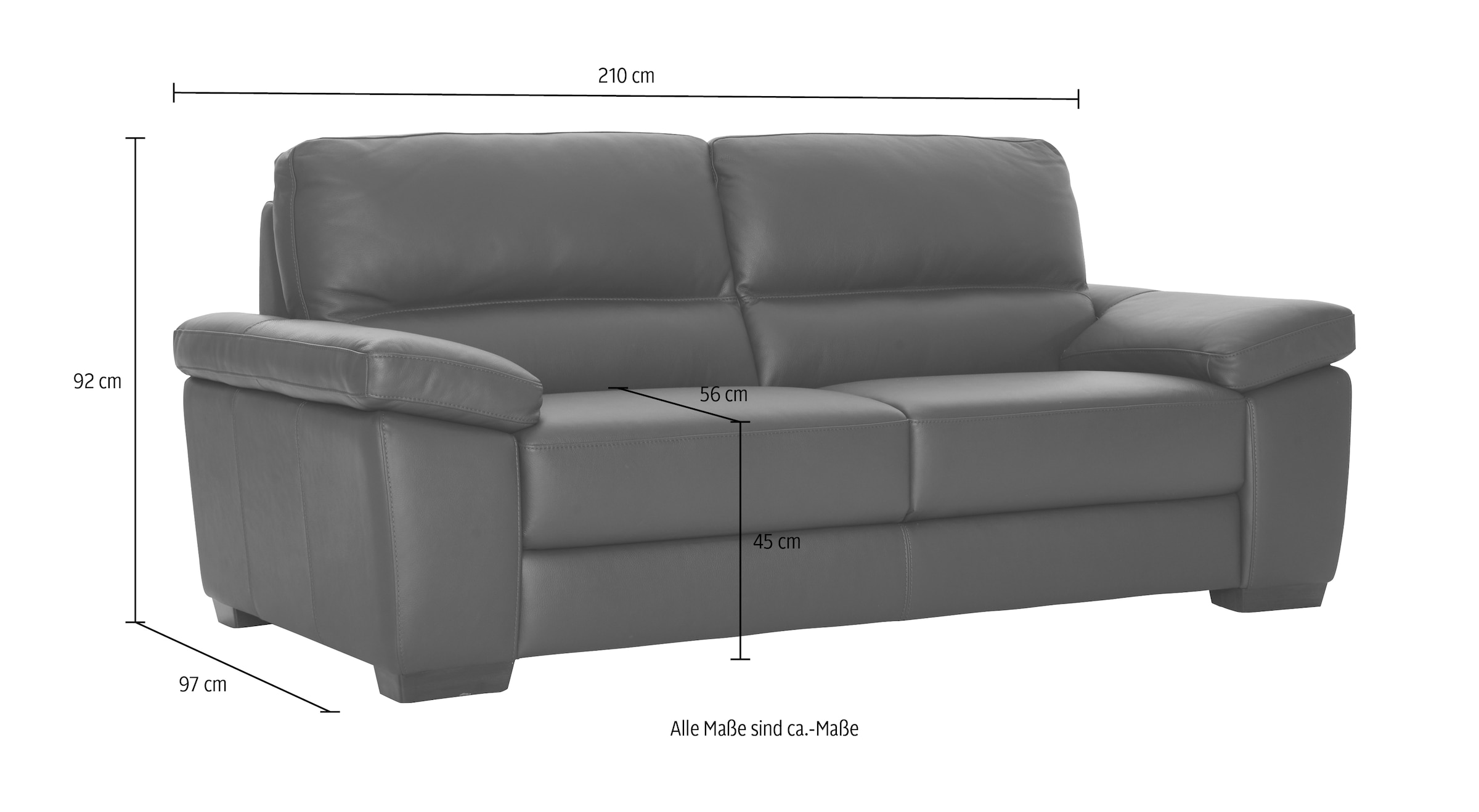 CALIA ITALIA 3-Sitzer »Gaia, Sofa im edlen Design und mit erstklassigem Sitzkomfort« aus pflegeleichtem Luxus-Microfaser Ginevra Hydro Care