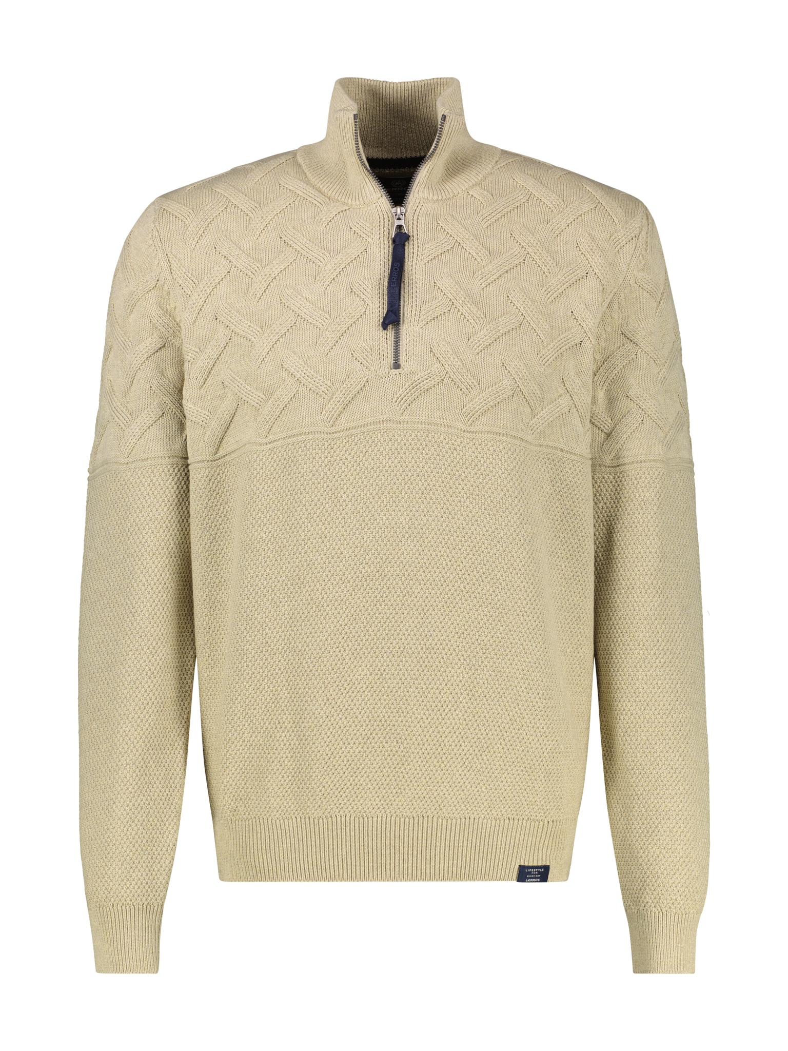 LERROS Strickpullover mit Zipper und Stehkragen, Jacquard-Struktur