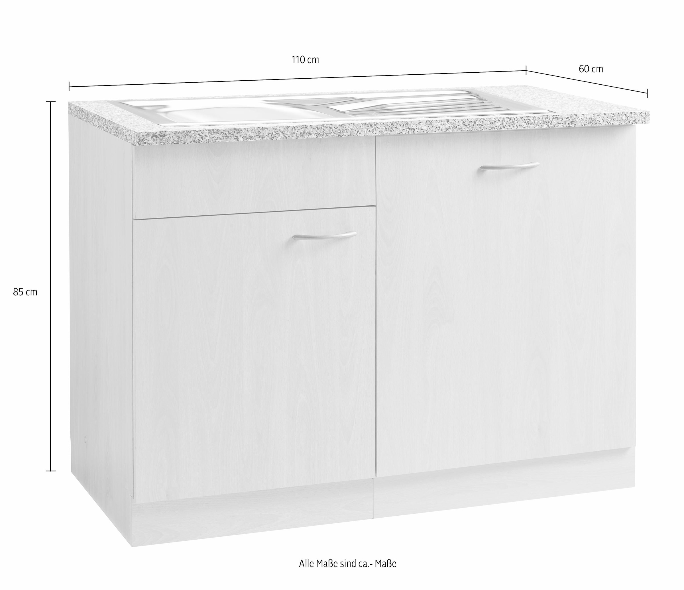 wiho Küchen Spülenschrank »Kiel« 110 cm breit, inkl. Tür/Griff/Sockel für Geschirrspüler