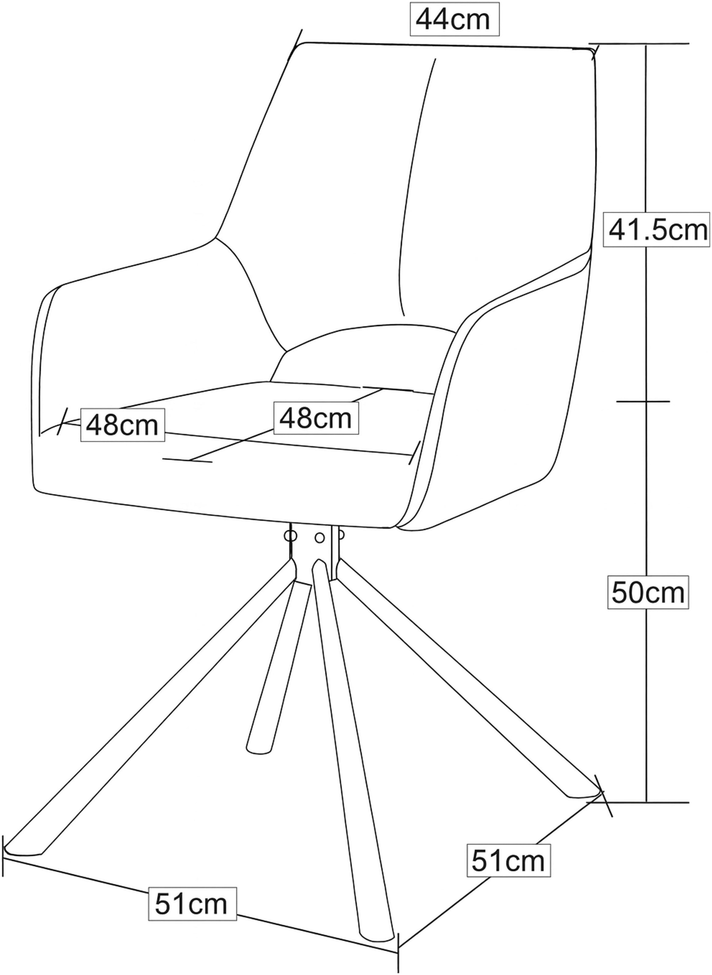 Home affaire Chaise pivotante »BELLEVILLE, 2er Set, mit Metallgestell in matt schwarz« (Ensemble) 2 cuisin verschiedenen Farben, Belsatbarkeit pro Stuhl 120 kg, 360° drehbar