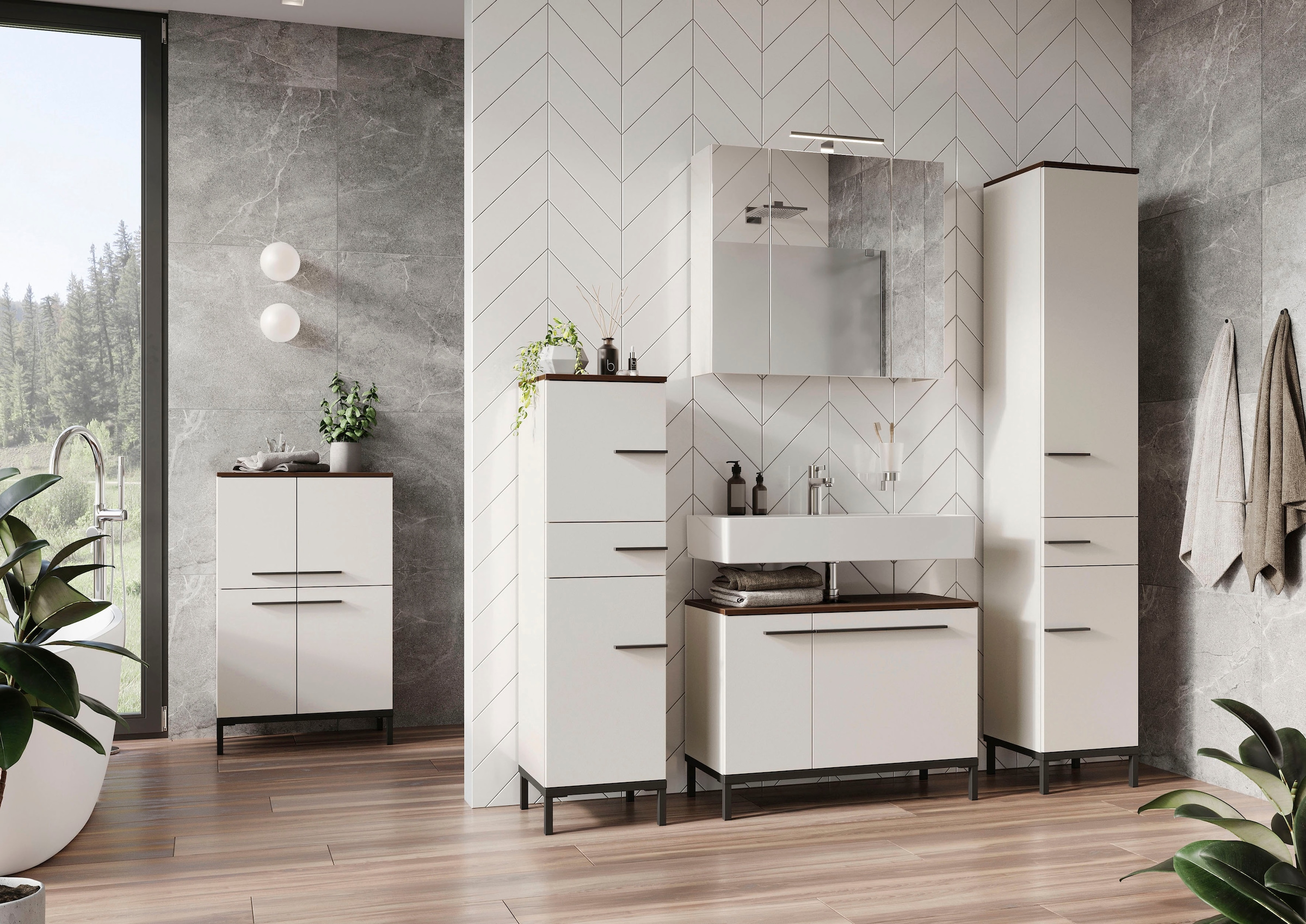 GERMANIA Armoire intermédiaire »Yonkers« Melaminharzbeschichtung, Hochwertige ABS-Kanten, Steggriffe