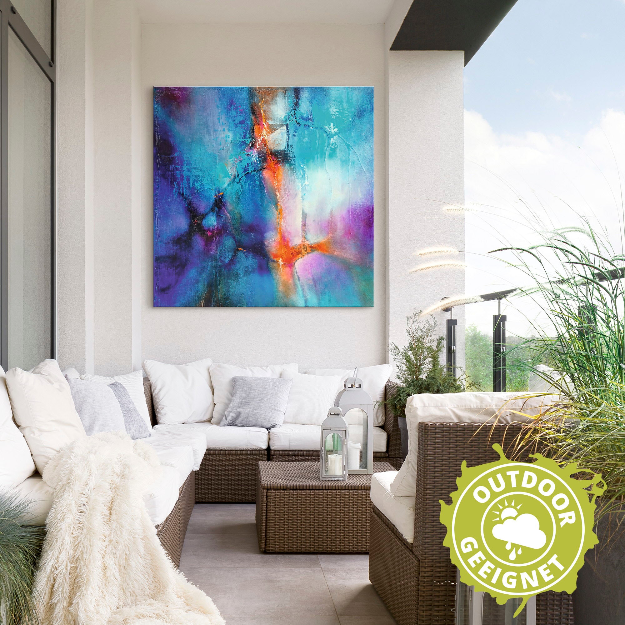 Artland Impression alu-dibond »Türkis und Magenta I« 1 cuis tlg. für Innen- und Aussenbereich geeignet, Outdoorbild