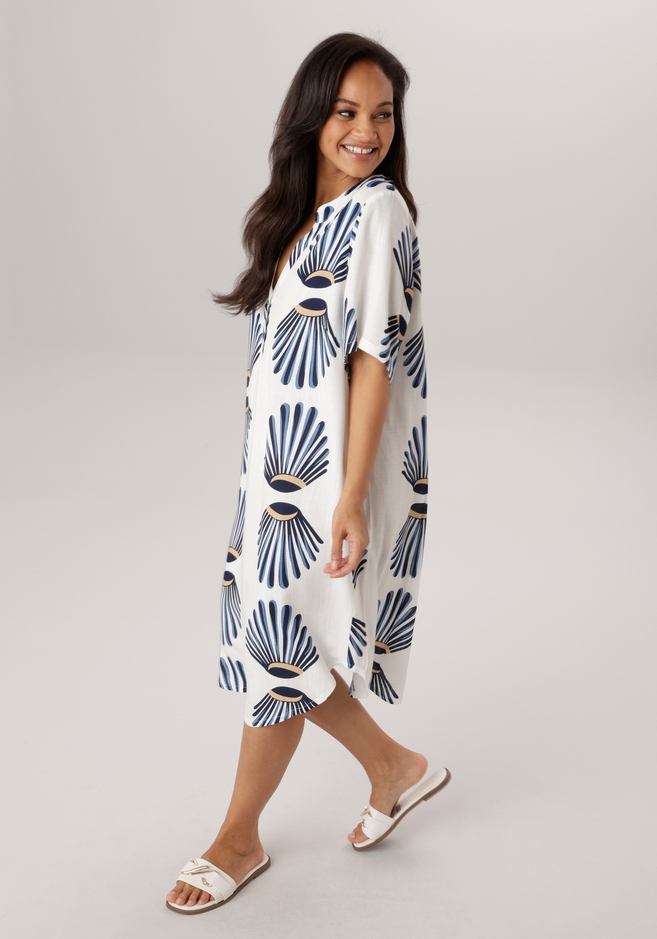 Aniston PLUS Robe chemisier aus weich fallender Viskose in Leinenoptik - NEUE KOLLEKTION