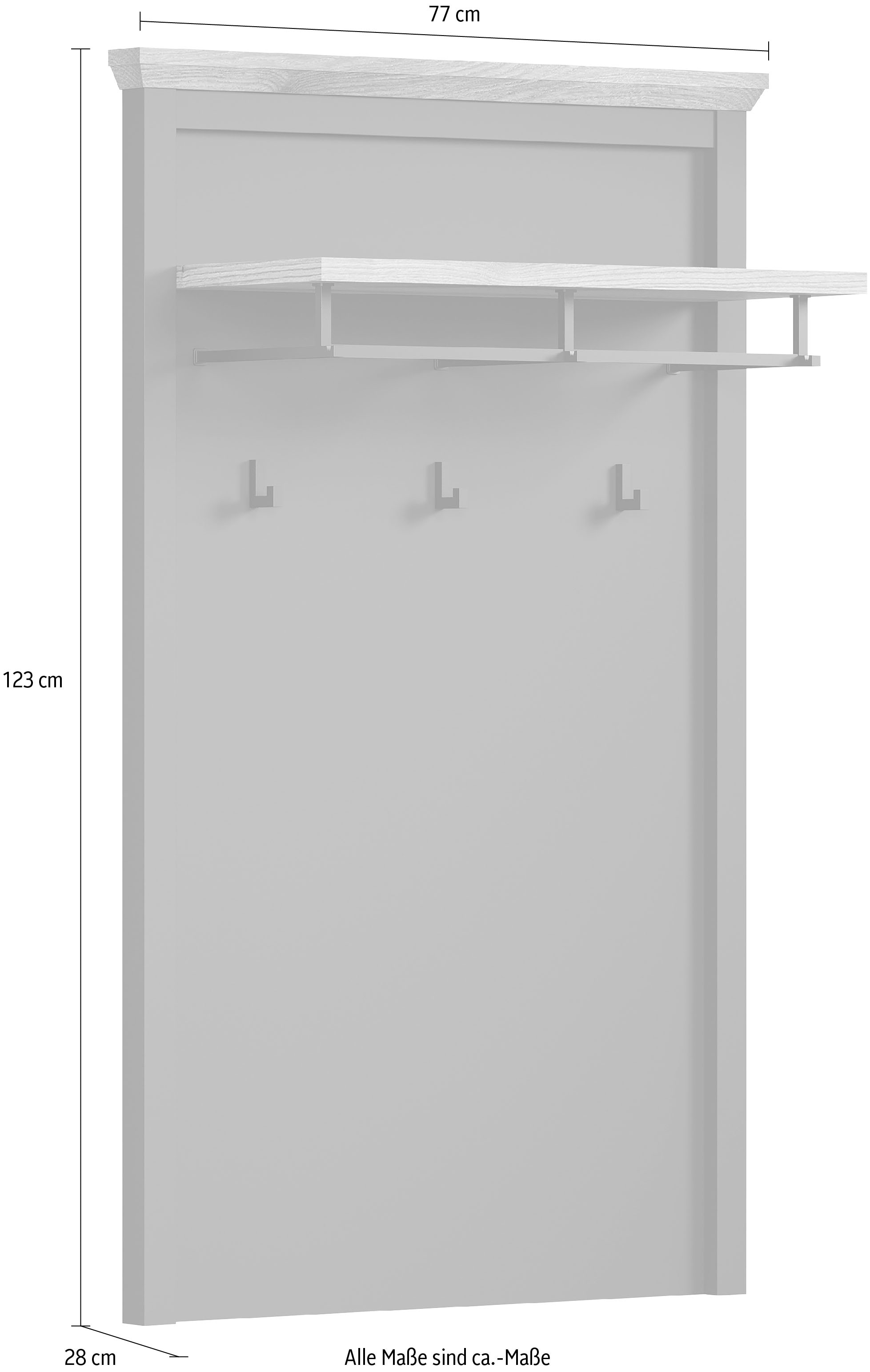 Home affaire Panneau de vestiaire »Vienna« 1 cuis tlg. Wandpaneel mit Ablage & Kleiderstange - (B/T/H) 77/28/123 cm