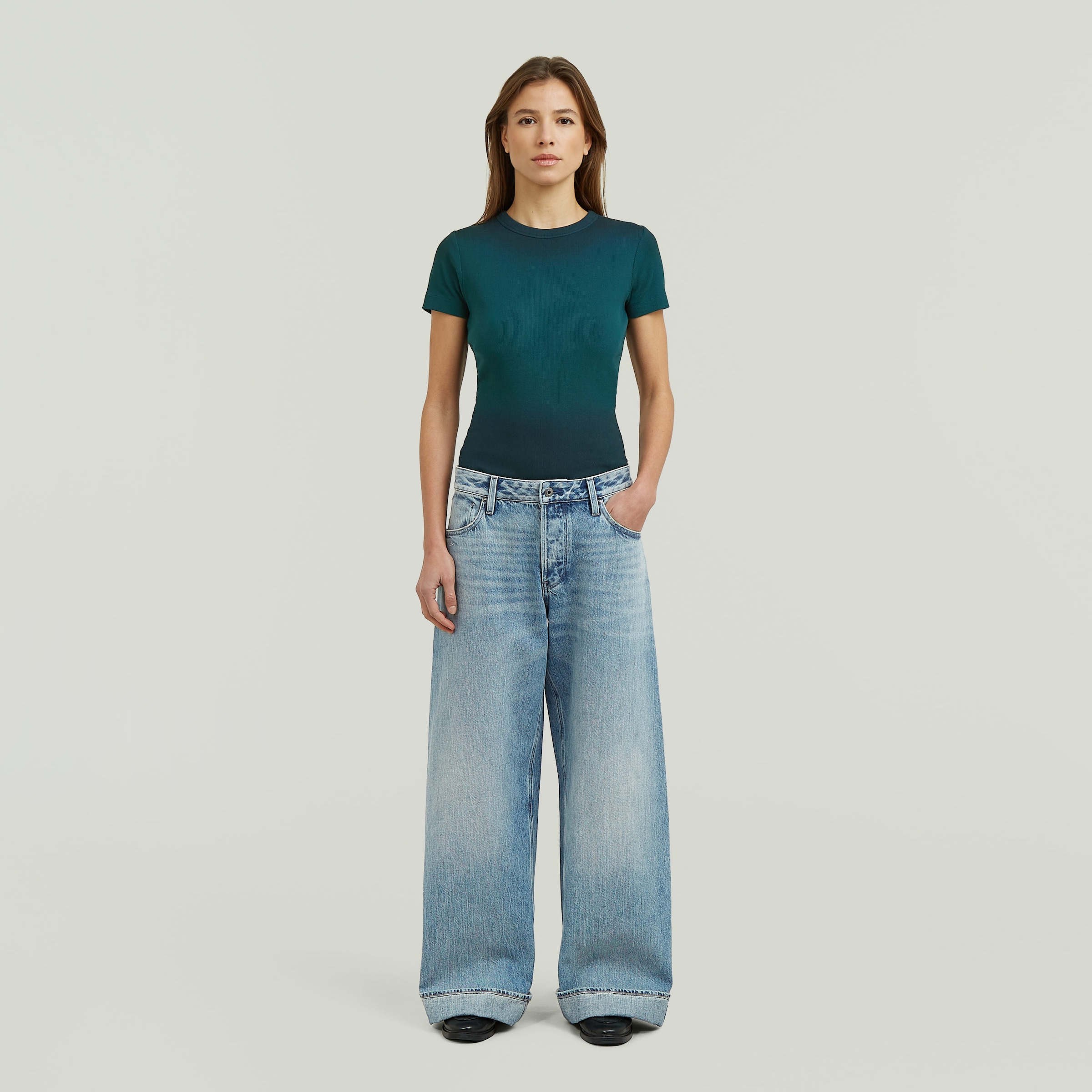 G-STAR Loose-fit-Jeans »Roxx Wide Wmn« mit Umschlagsaum