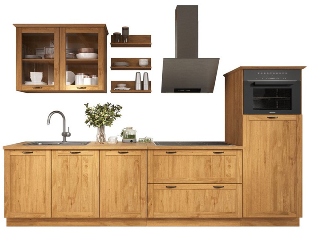 Home affaire Kitchenette »Teramo« Set, Kombinierbar mit anderen Möbelstücken der Serie Teramo,  Breite 315 cm, Kiefer massiv, mit Arbeitsplatte