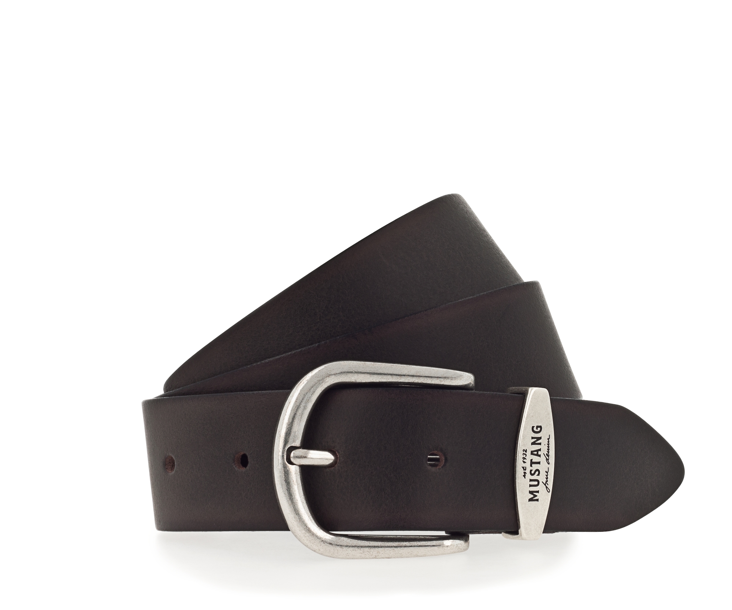 MUSTANG Ledergürtel Damen-Gürtel mit Logo-Schriftzug auf der Schlaufe