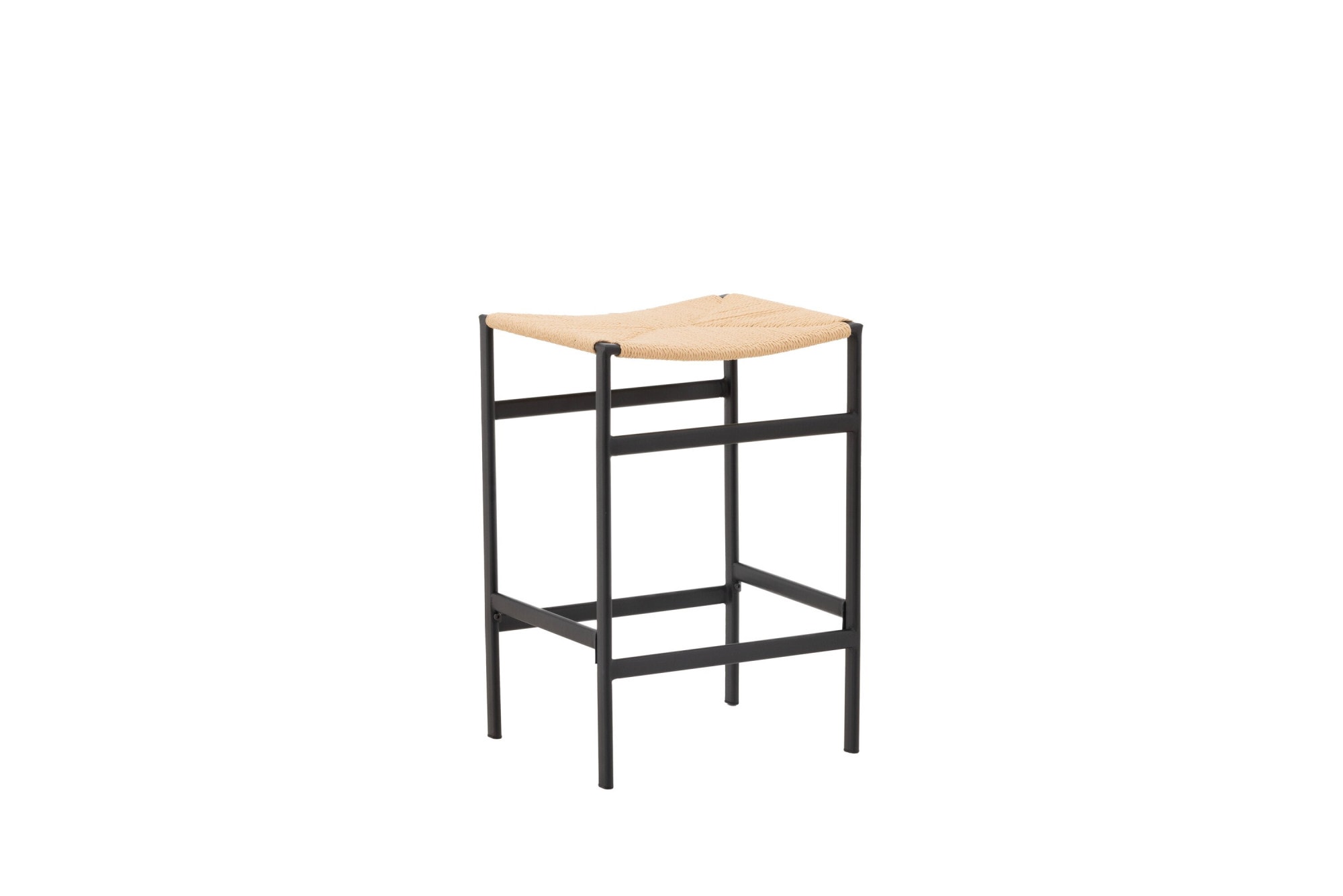 Venture Home Tabouret de bar »Polly, 2er-Set Barhocker mit Seil-Sitz, Stahlbeine, 120 kg« Ensemble, 2 cuis tlg. tabouret de bar, tresser, bois de caoutchouc, cadre en acier, bohème