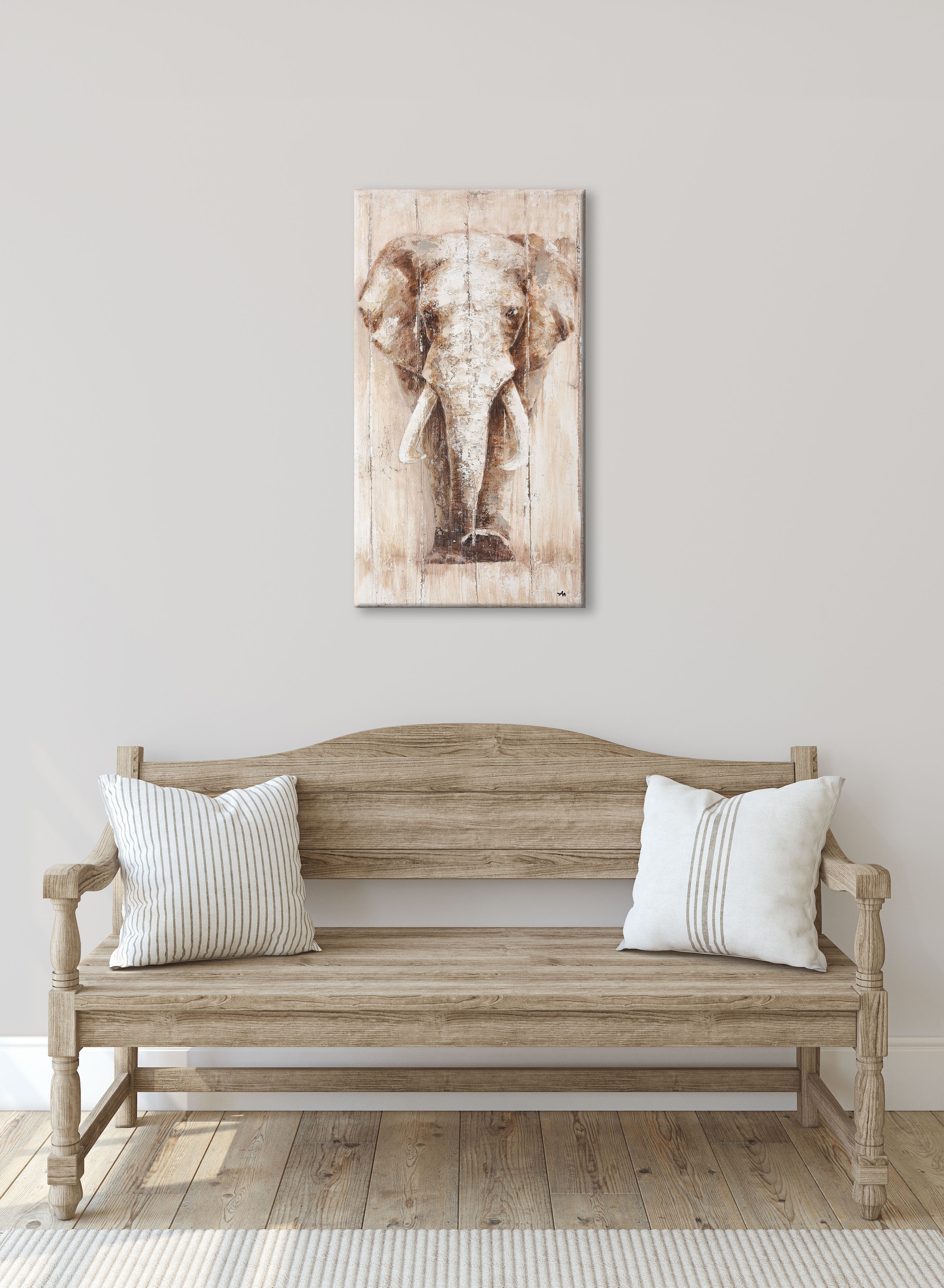 Bönninghoff Peinture à l'huile »handarbeit ELEFANT 40x80 cm – Wandbild Kunst Deko modern« Afrique | Animaux | Art | Images d'éléphants | Éléphant | Éléphants 1 cuis tlg. fabriqué à la main, chaque image est unique