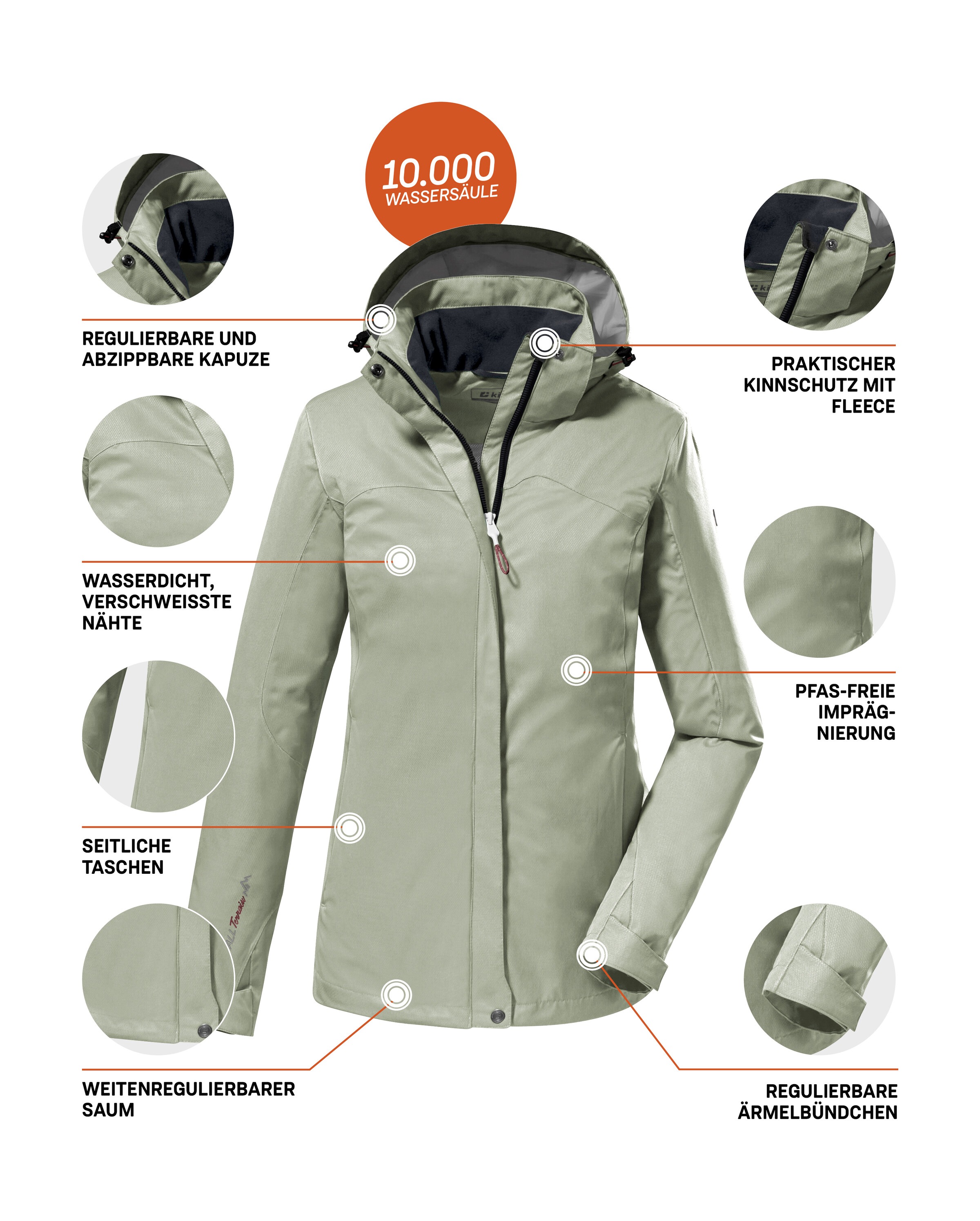 Killtec Outdoorjacke »KOS 133 WMN JCKT« Wasser- und winddichte Damenjacke mit abnehmbarer Kapuze