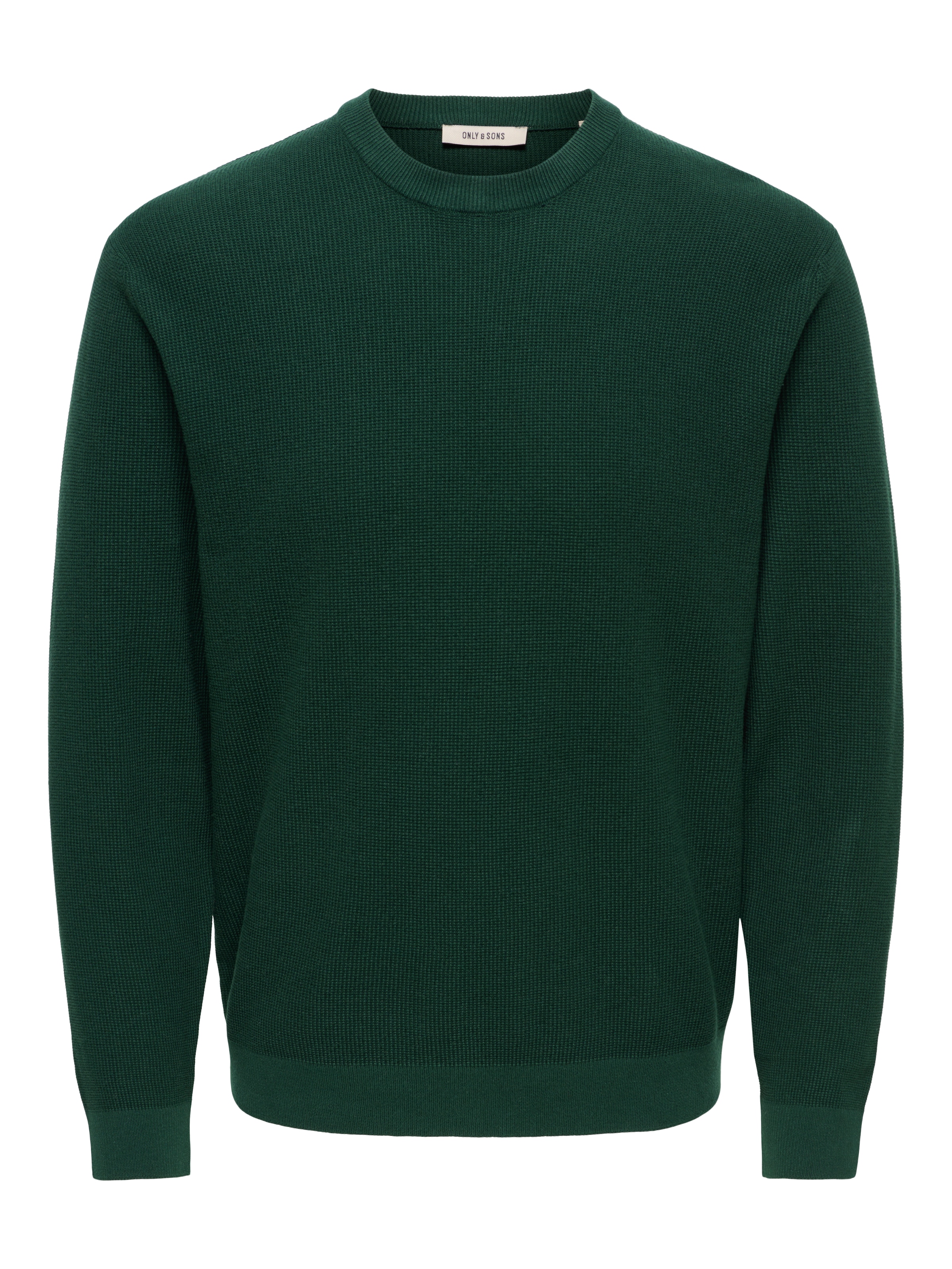 ONLY & SONS Rundhalspullover »ONSTONY DS 12 LS WAFFLE CREW KNIT« Baumwolle, relaxed fit