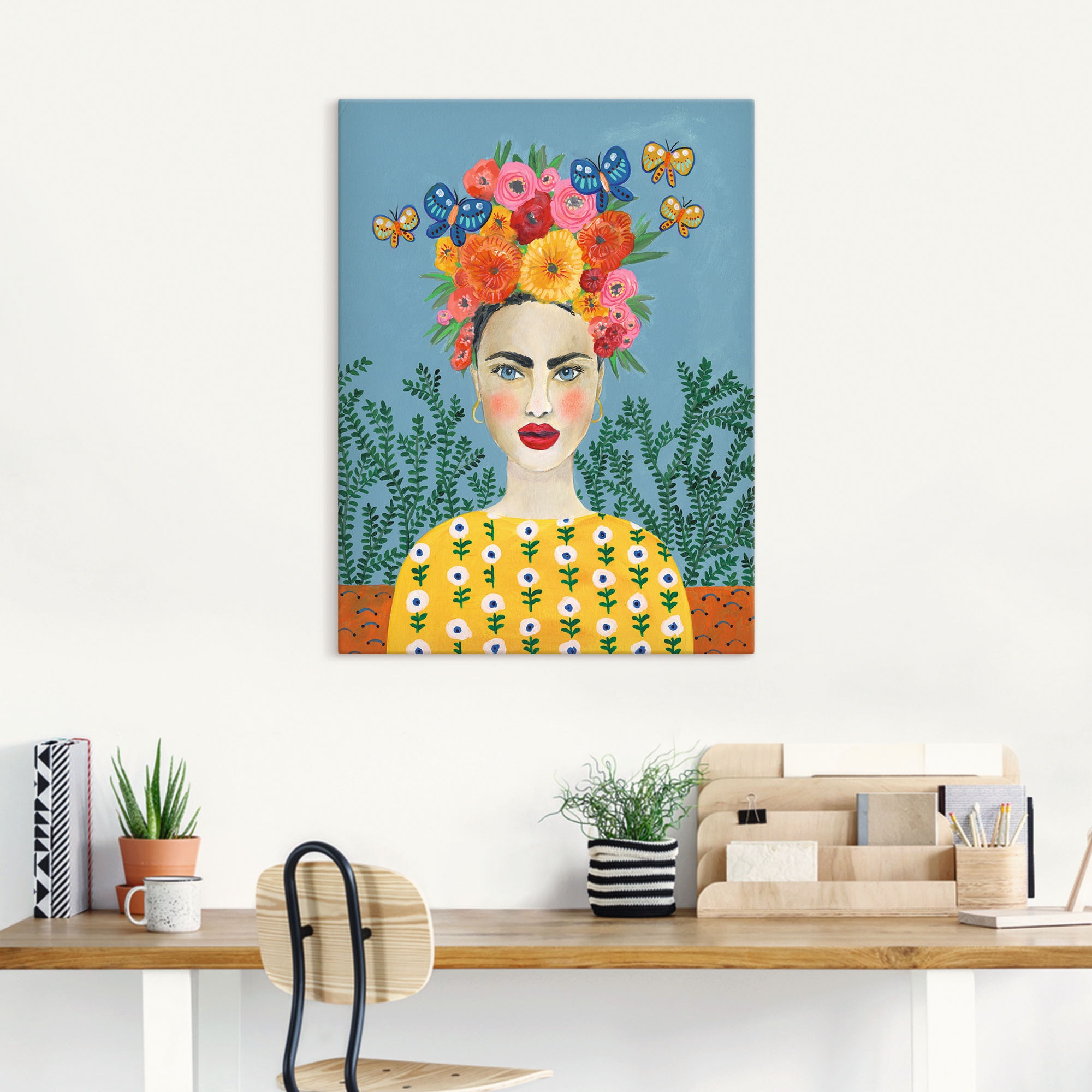 Artland Leinwandbild »Frida-Kopfschmuck I« Bilder von Frauen 1 Stk. tlg. auf Holzrahmen gespannt