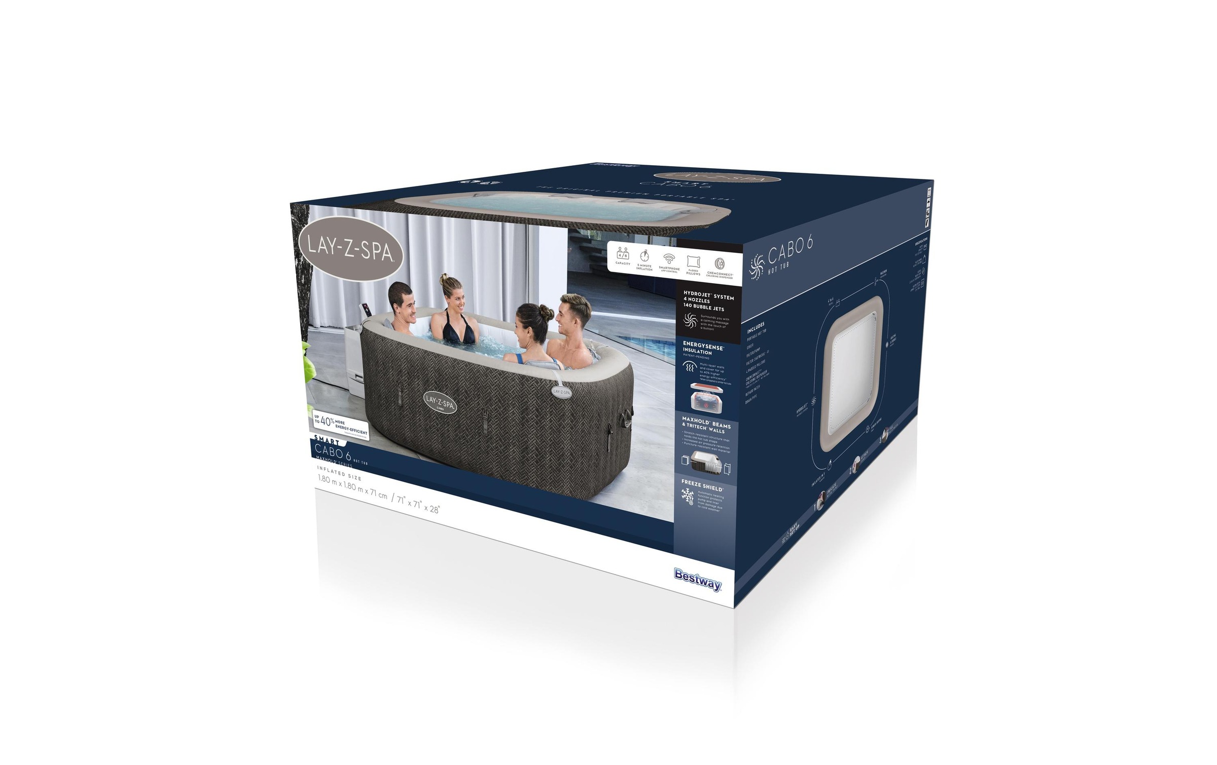 Bestway Whirlpool »Cabo HydroJet« Energieeffizienter Whirlpool mit App-Steuerung für sechs Personen