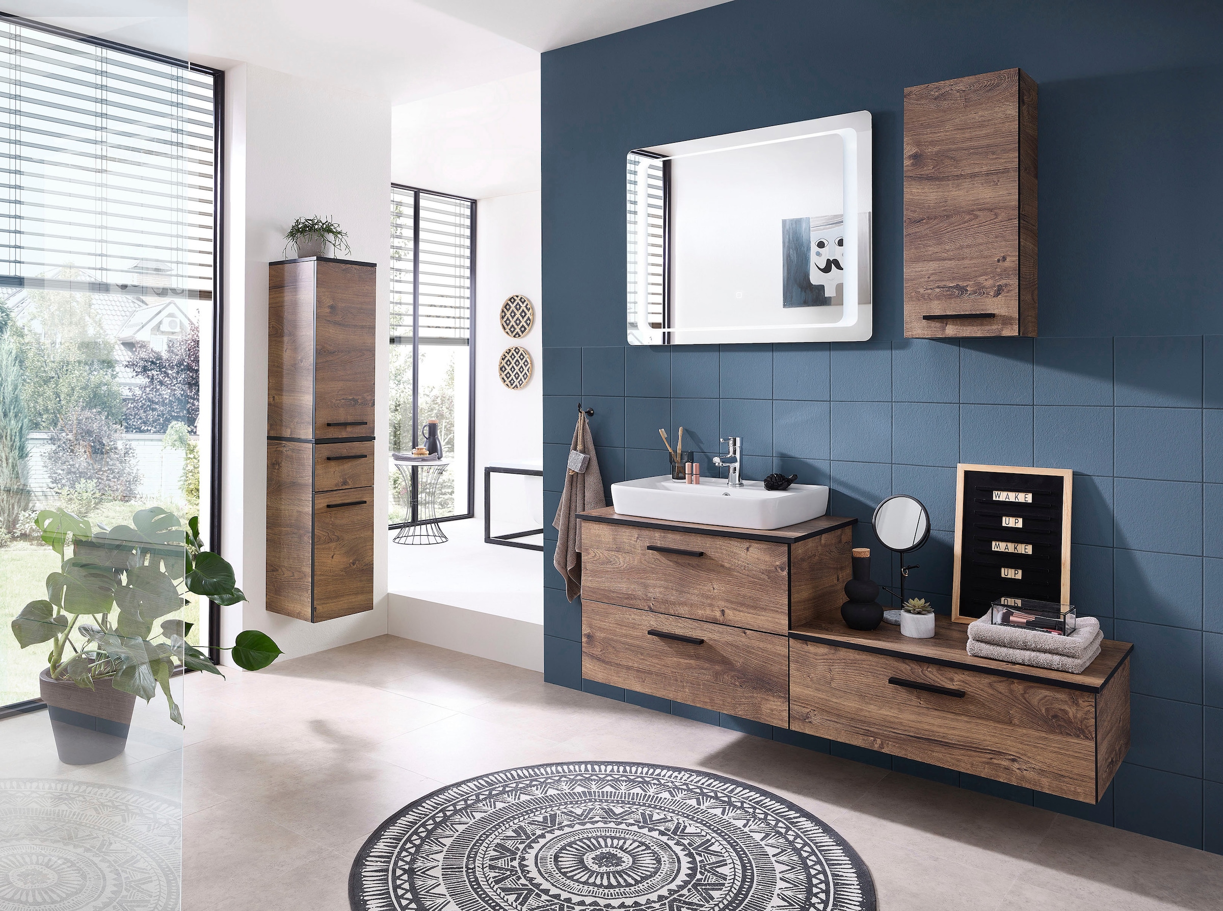 Saphir Armoire basse »Quickset 374 Badschrank mit 1 Klappe, inkl. Abdeckplatte« meuble sous lavabo, imitation chêne Ribbeck horizontal, 71 cm de large