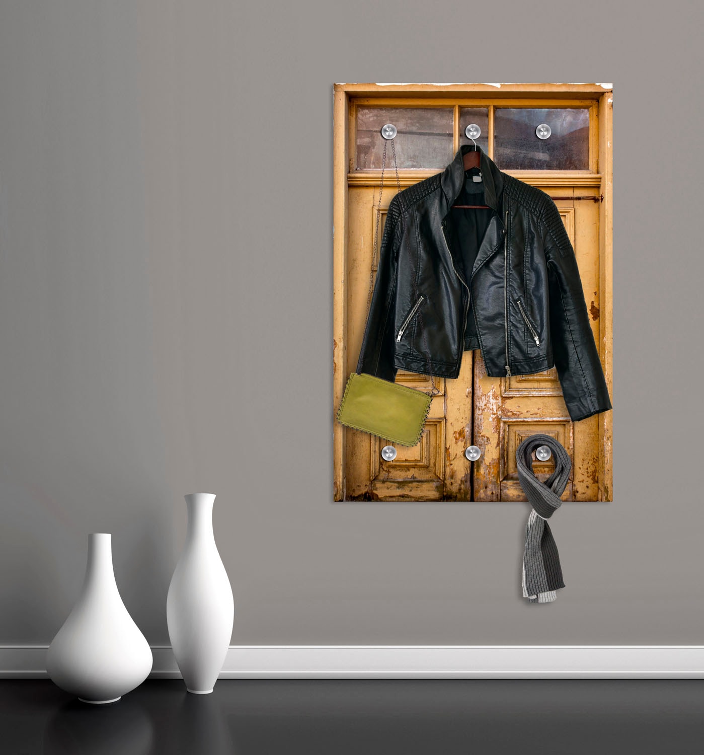 queence Garderobenleiste »Tür« mit 6 Haken, 80 x 120 cm