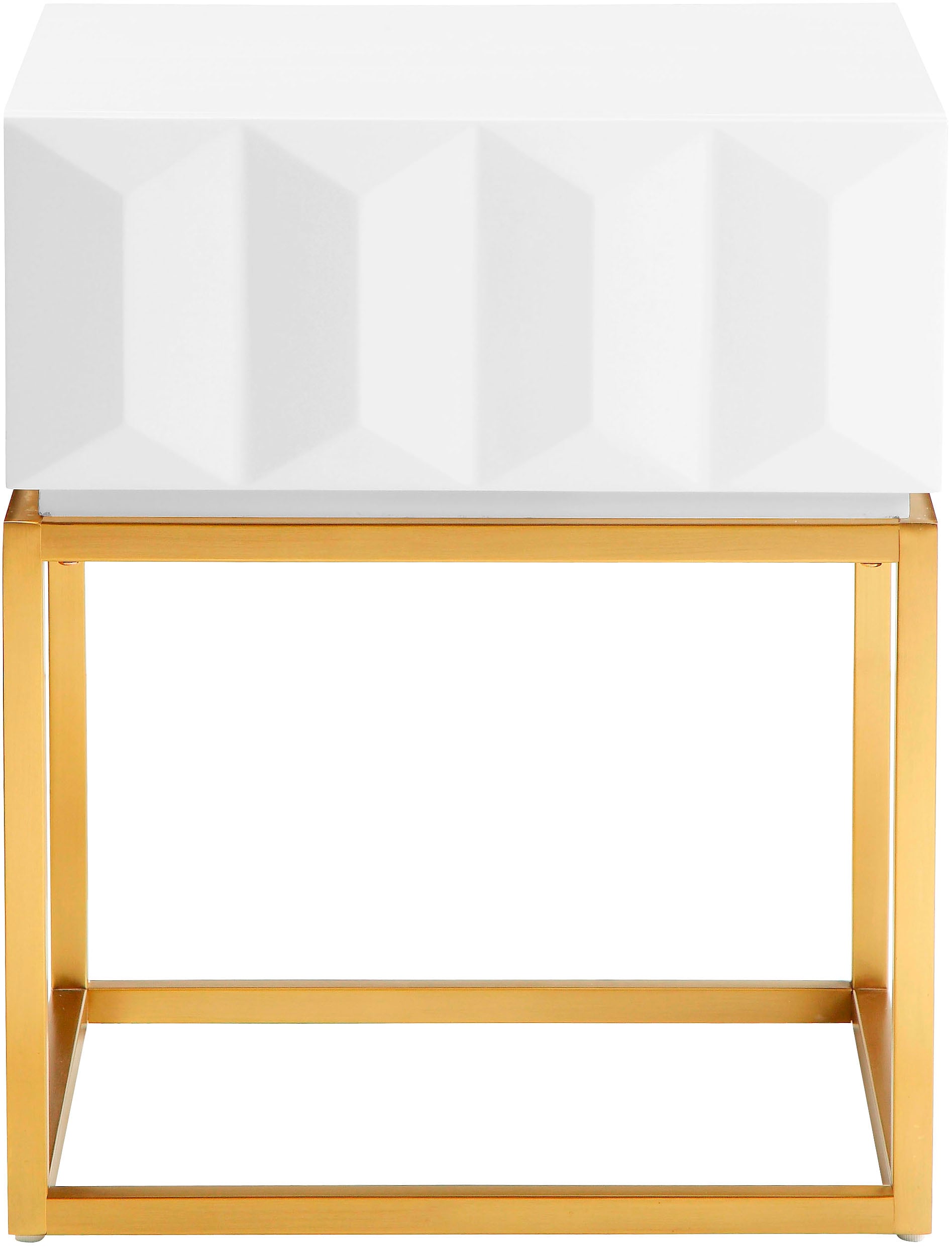 Leonique Table d'appoint »Alais, TOPSELLER!, OTTOs Choice« in 3D-Optik, goldfarbenes Metallgestell, auch als Nachttisch geeignet