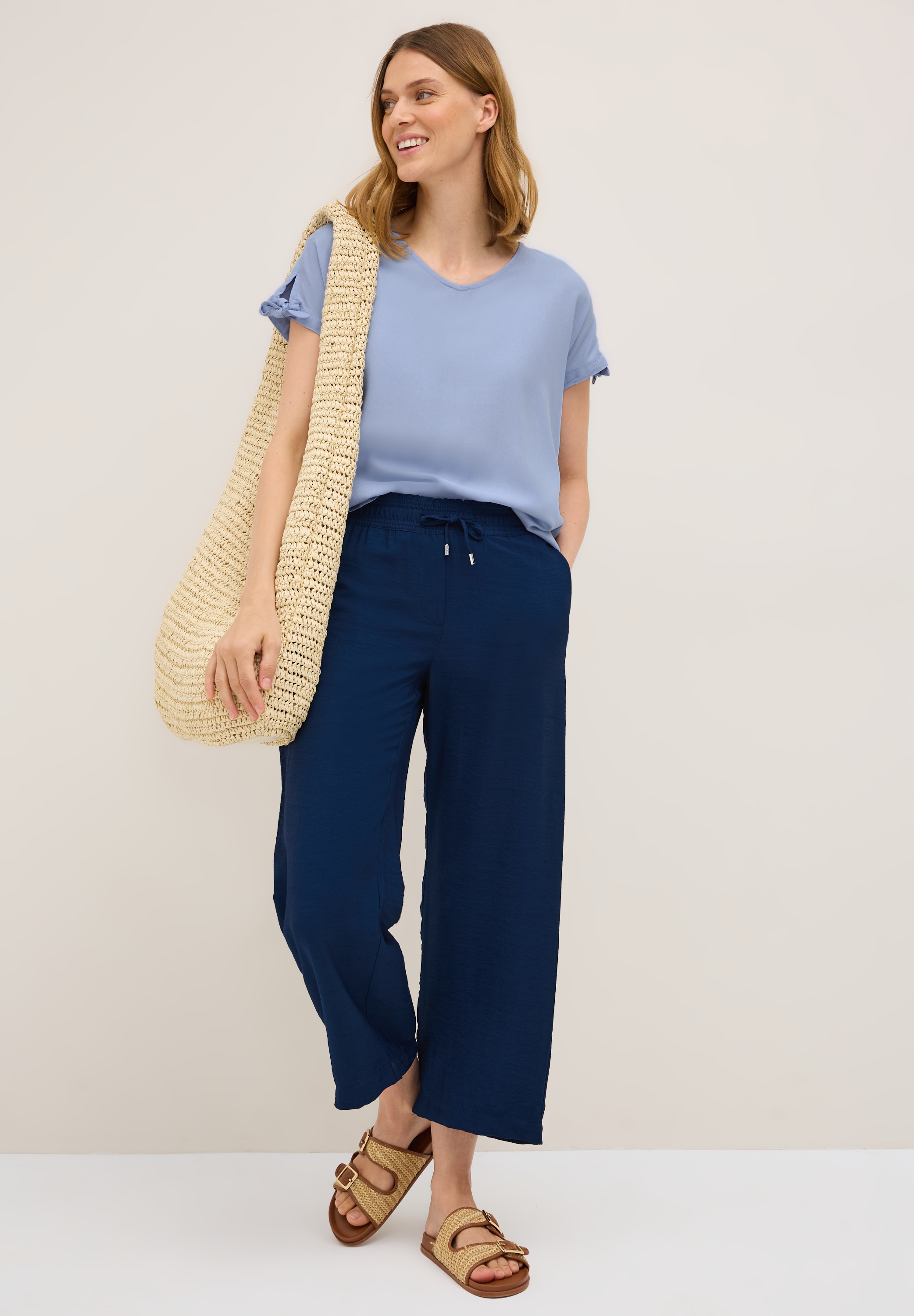 Cecil T-Shirt , Blusenshirt mit gerundetem V-Ausschnitt
