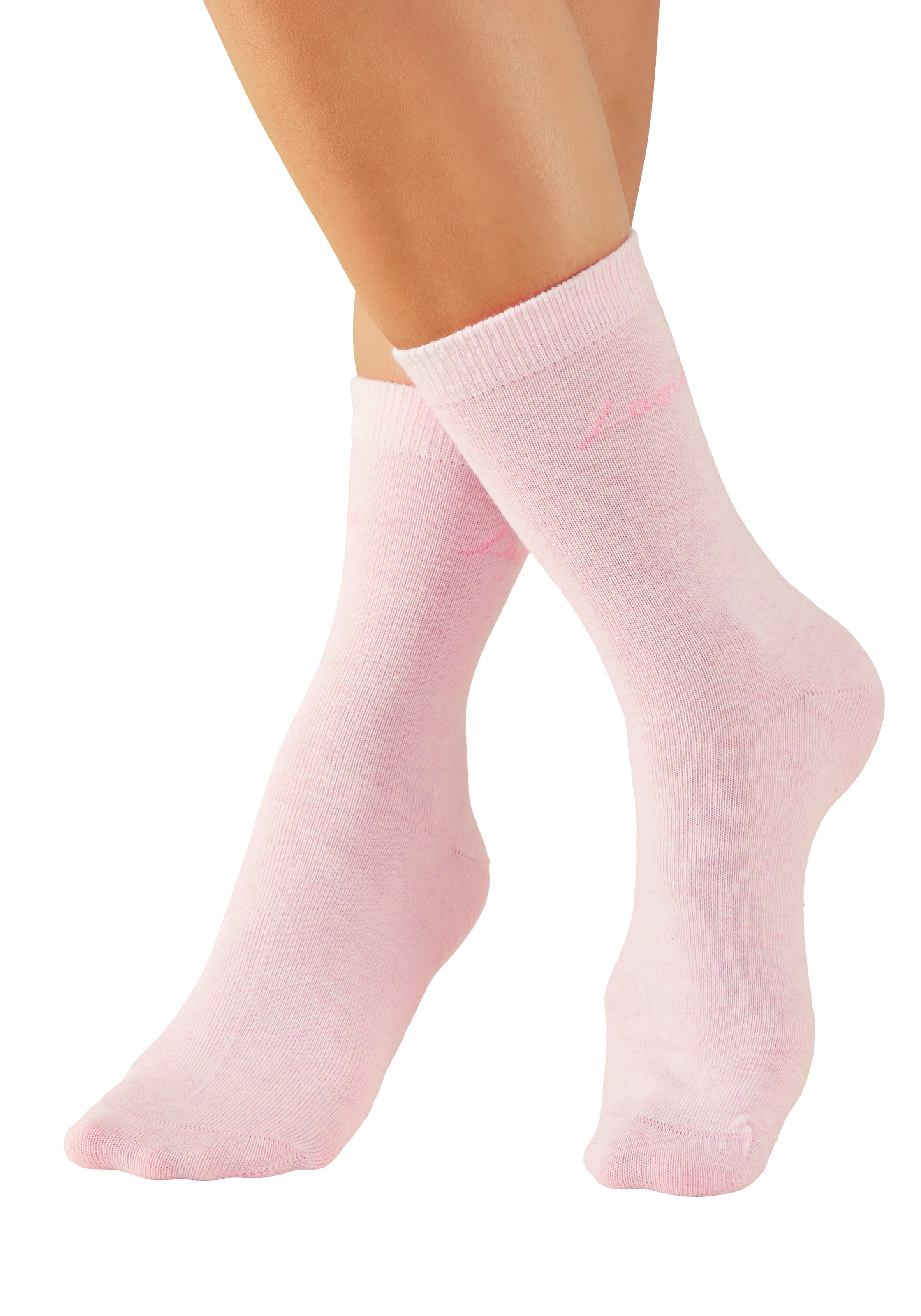 LASCANA Chaussettes basiques »für Damen mit eingestricktem Markenlogo« Boîte, 7 cuis tlg. dans une jolie boîte cadeau