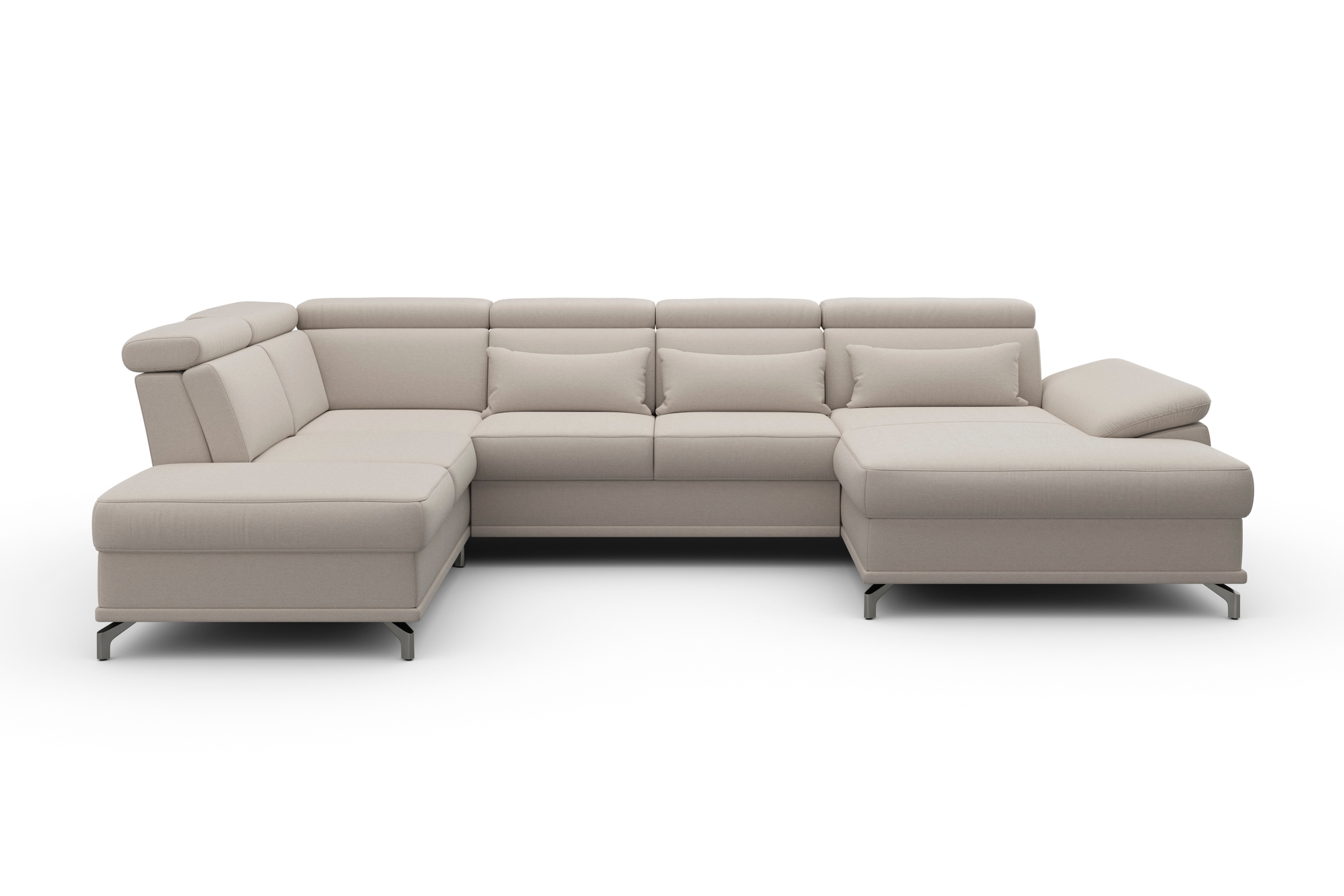 sit&more Paysage de salon »Cabrio U-Form, B: 359 cm, mit Sitztiefen-, Arm- & Kopfteilverstellung« 3 Nierenkissen, Federkern, optional Bettfunktion und Stauraum